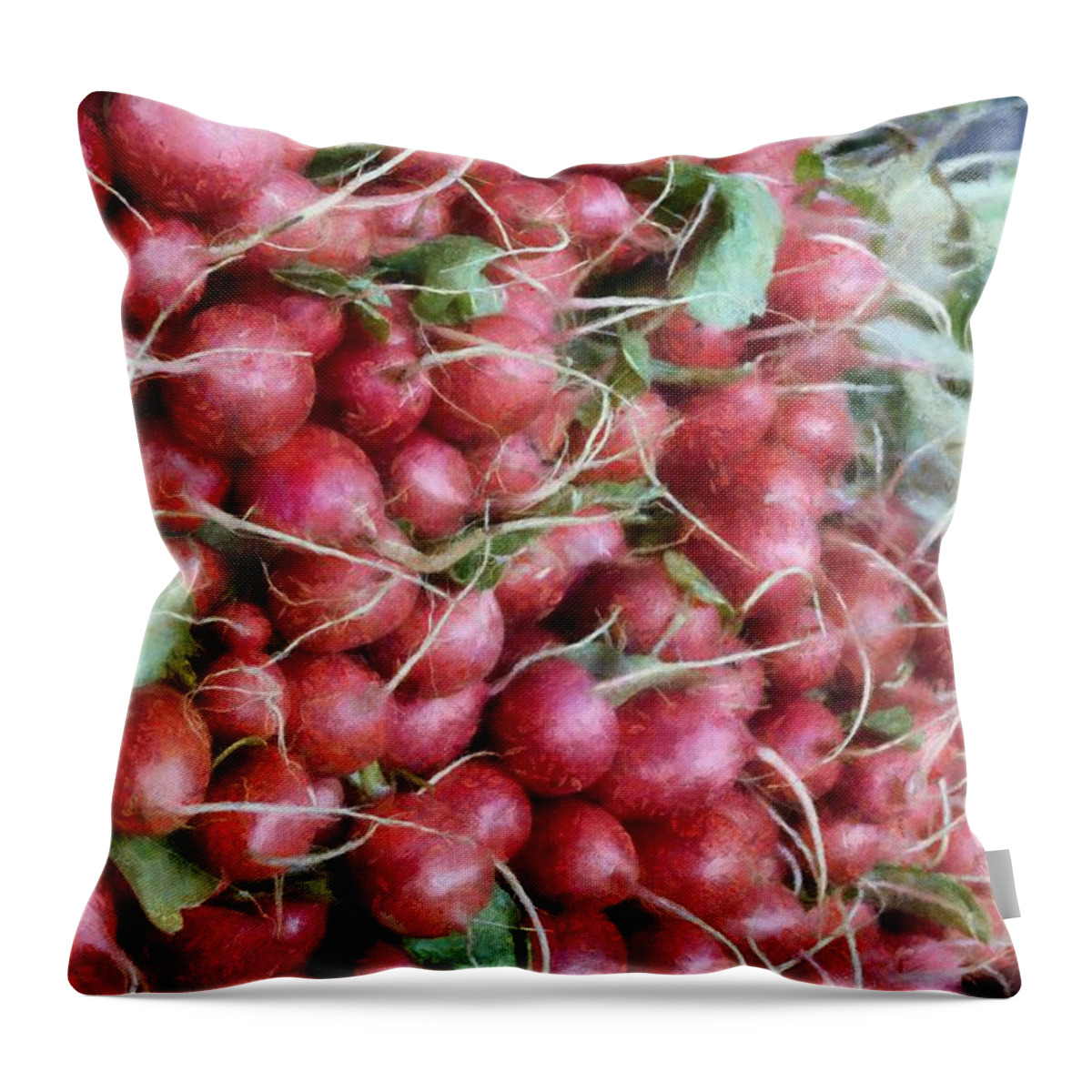 Radish Throw Pillow featuring the photograph Red White and Blue at the Market by Michelle Calkins