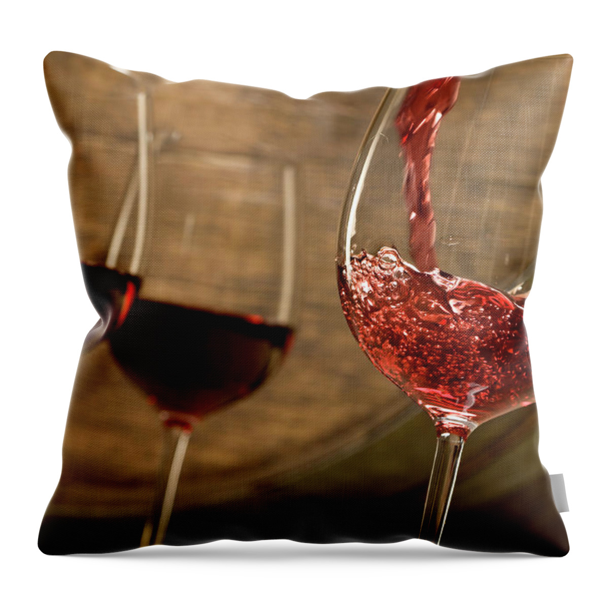 Alcohol Throw Pillow featuring the photograph Red Wine Pour by Markswallow