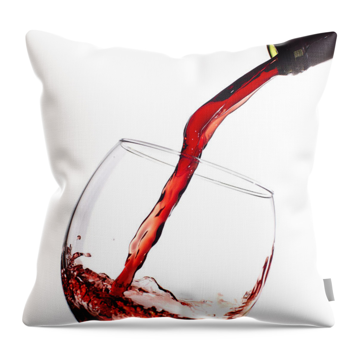 Red Wine Pouring Into Wineglass Throw Pillow featuring the photograph Red Wine Pouring into wineglass splash by Dustin K Ryan