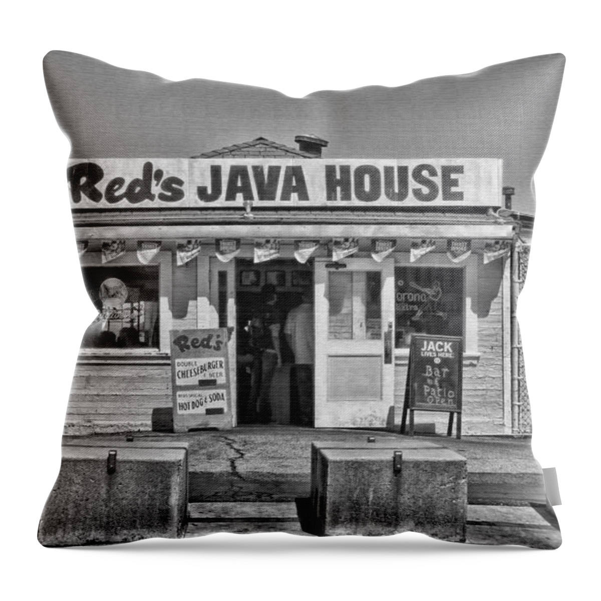 Red's Java House Throw Pillow featuring the photograph Red's Java House San Francisco By Diana Sainz by Diana Raquel Sainz