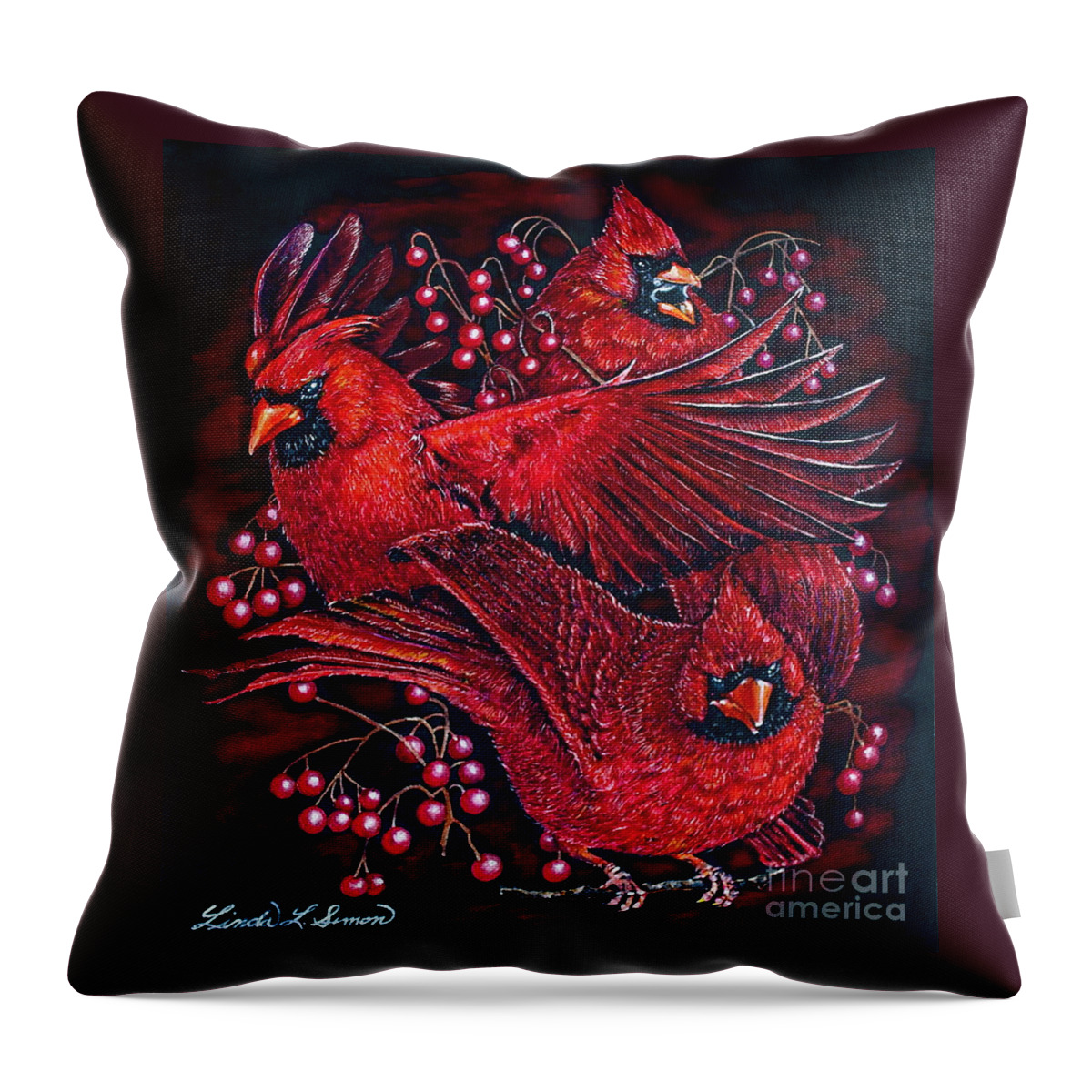  Linda Simon Throw Pillow featuring the painting Reds by Linda Simon