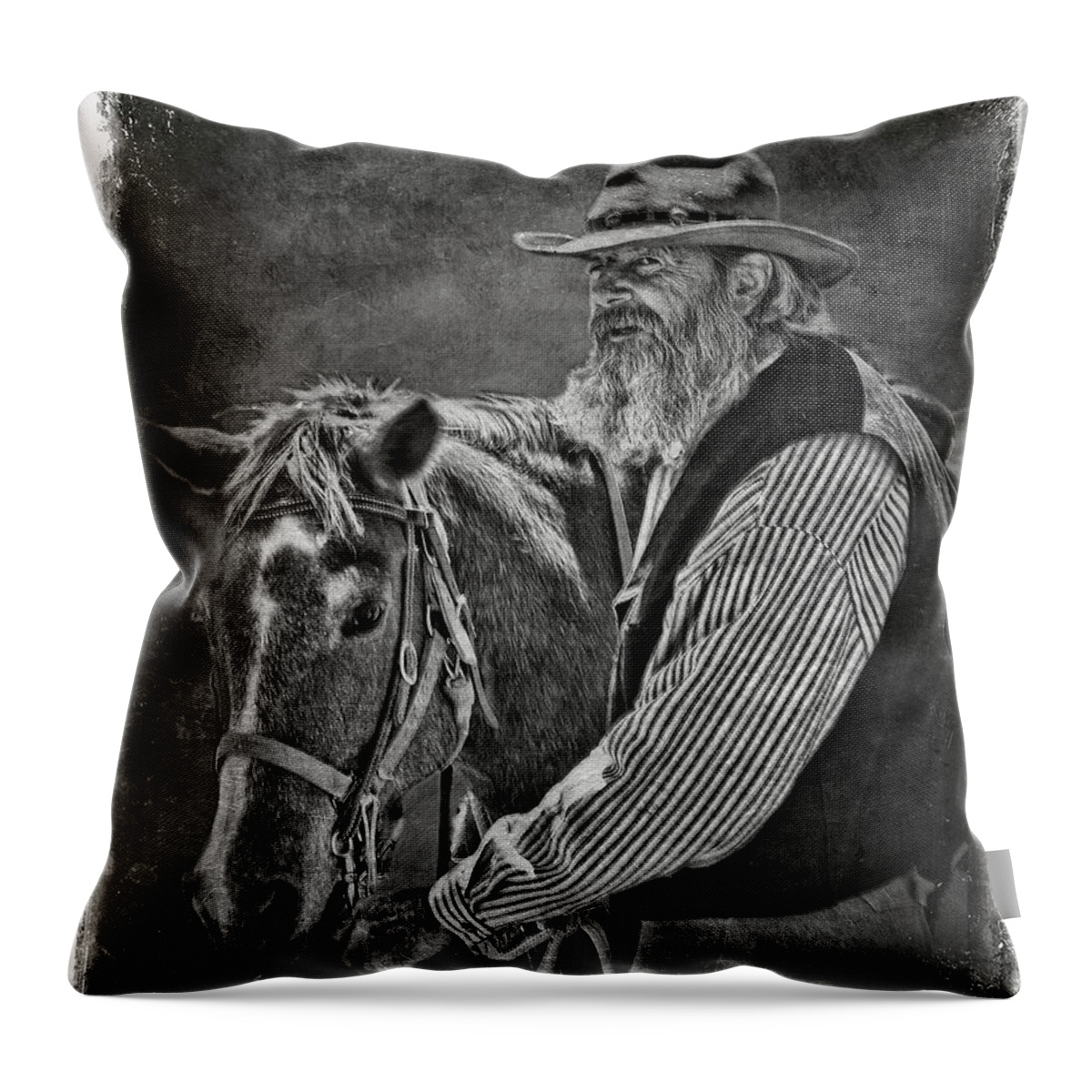 Reenactment Pals At Fort Verde Throw Pillow featuring the photograph Reenactment Pals at Fort Verde by Priscilla Burgers