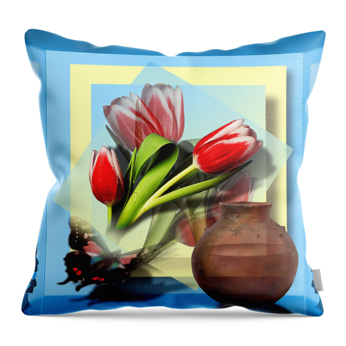 Tulips Throw Pillow featuring the digital art Reflections by Linda Carruth