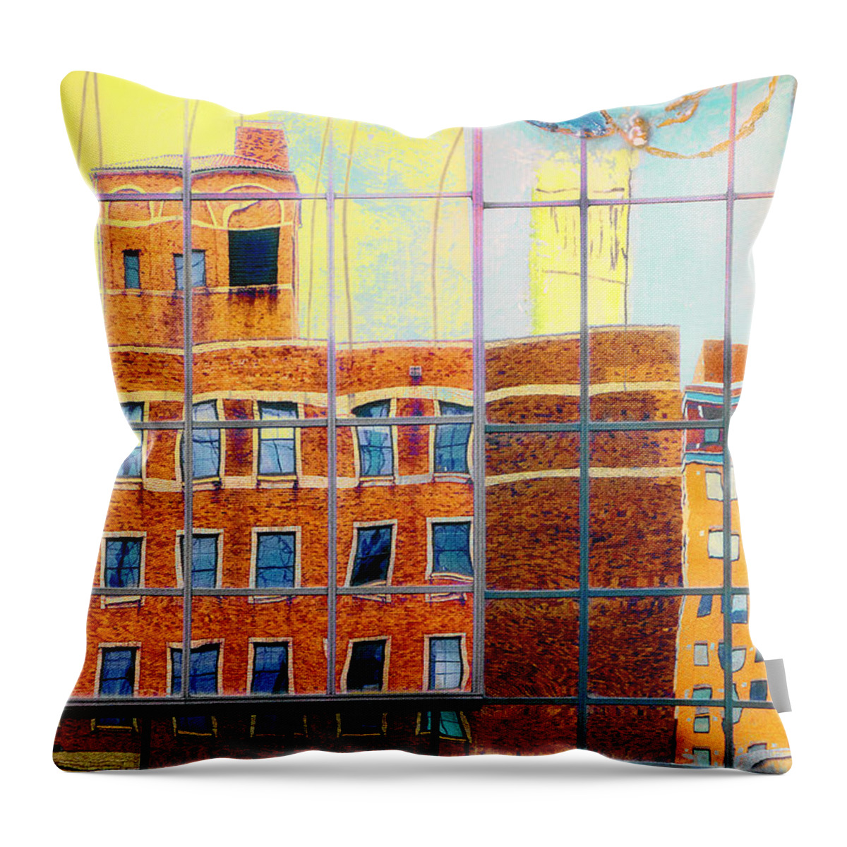 Mpls Throw Pillow featuring the photograph Reflections of a City by Susan Stone