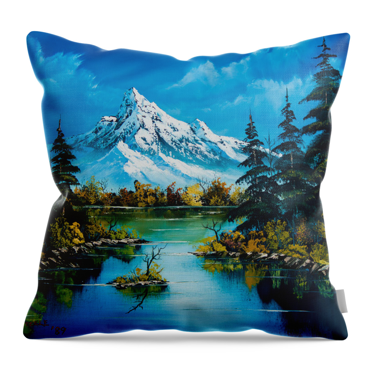 Landscape Throw Pillow featuring the painting Reflections of Fall by Chris Steele