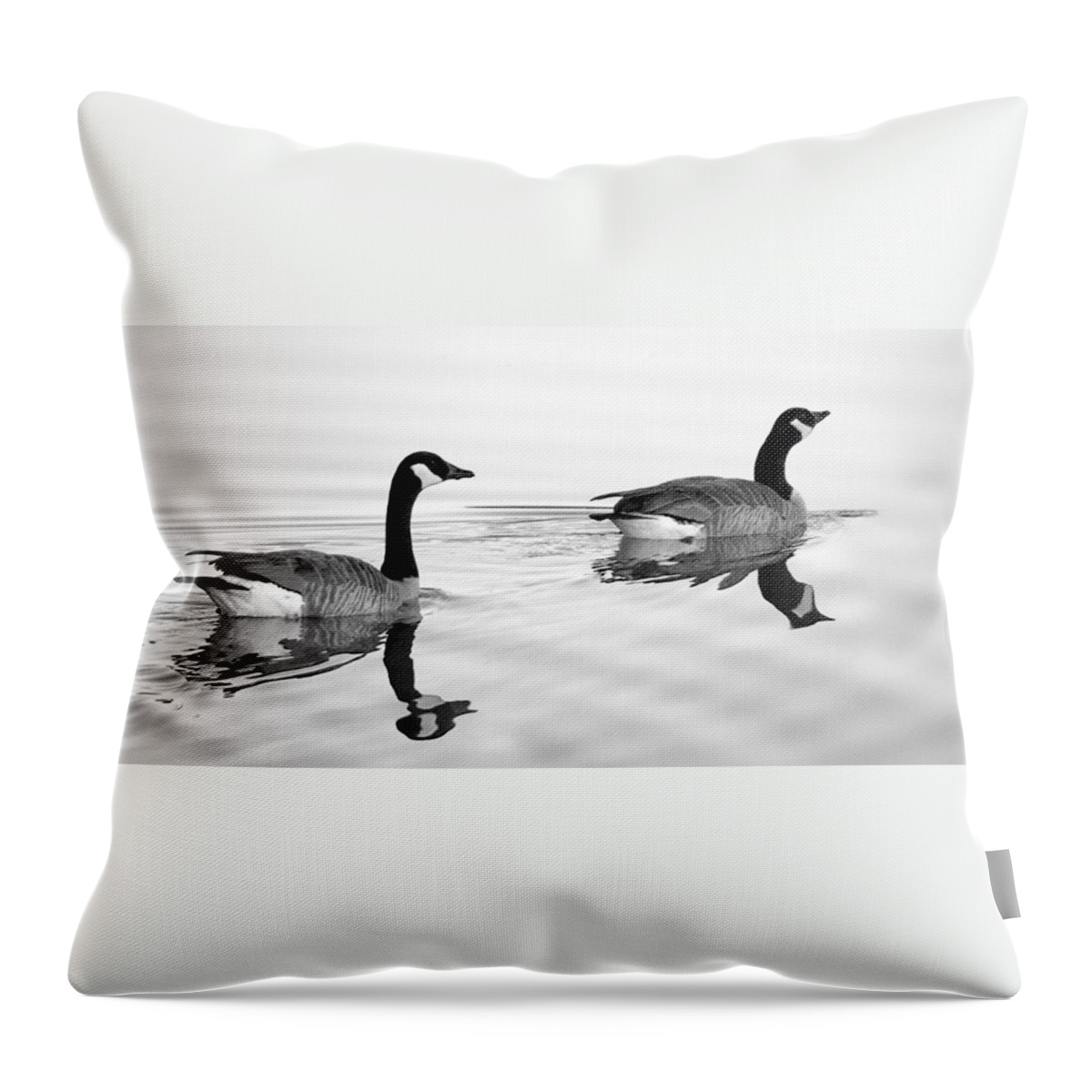 Canada Goose Throw Pillow featuring the photograph Reflections of Geese by Jason Politte