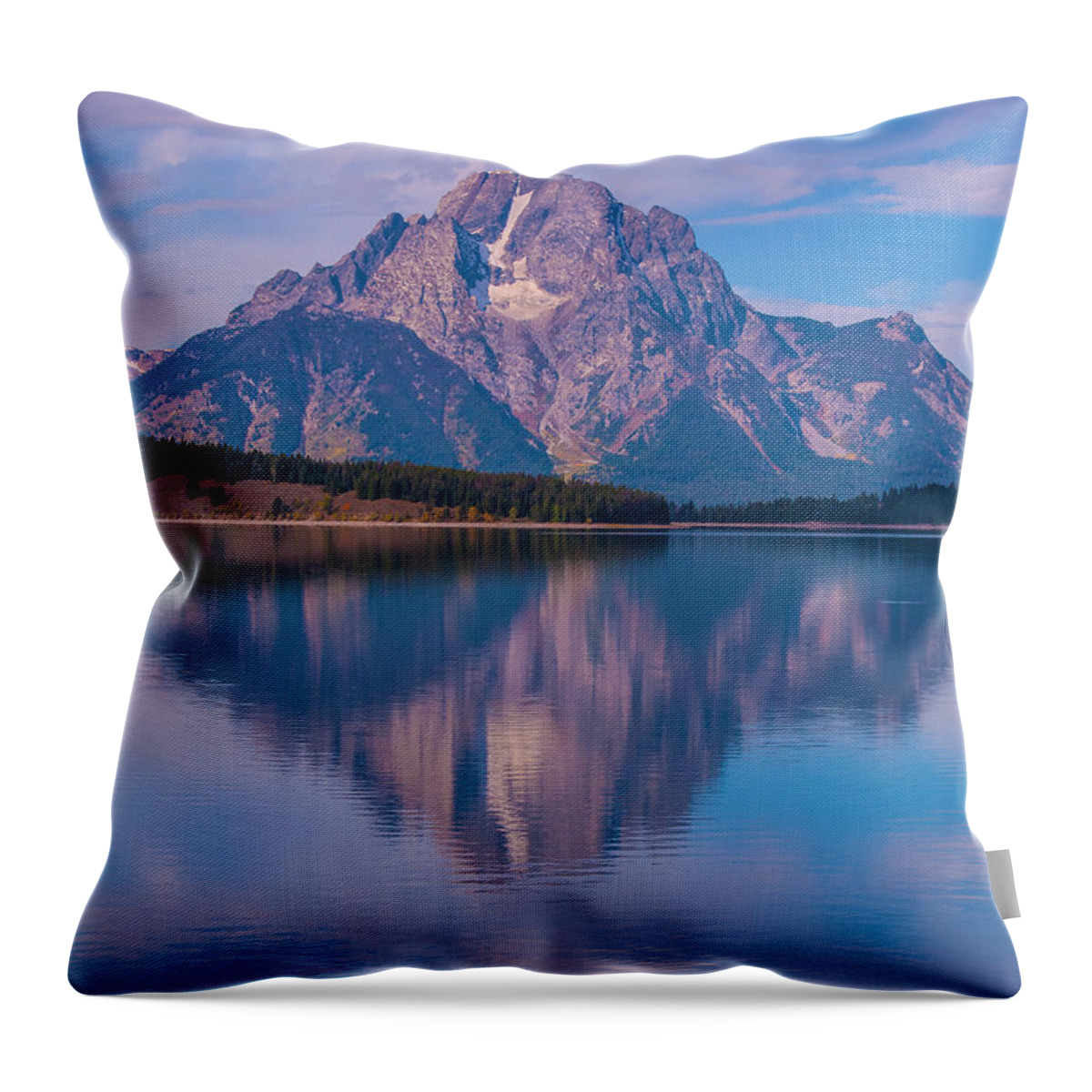 Brenda Jacobs Photography & Fine Art Throw Pillow featuring the photograph Reflections of Mount Moran by Brenda Jacobs