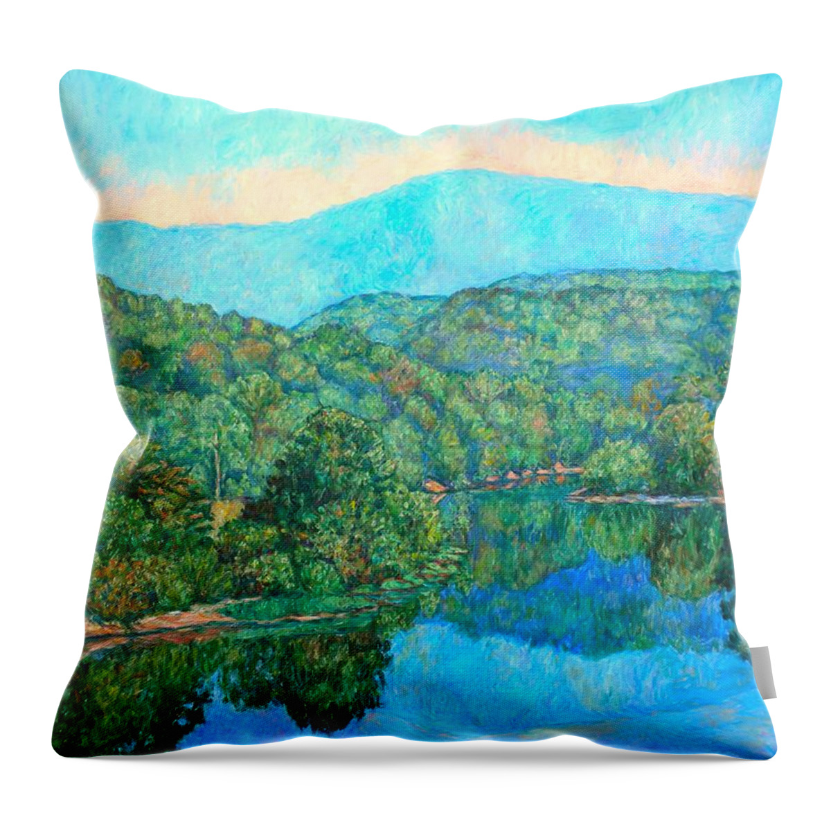 Mountainscape Throw Pillow featuring the painting Reflections on the James River by Kendall Kessler