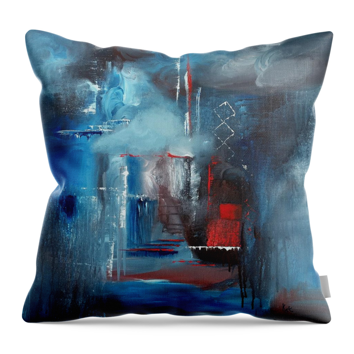 Blue Throw Pillow featuring the painting Refuge by Kat McClure