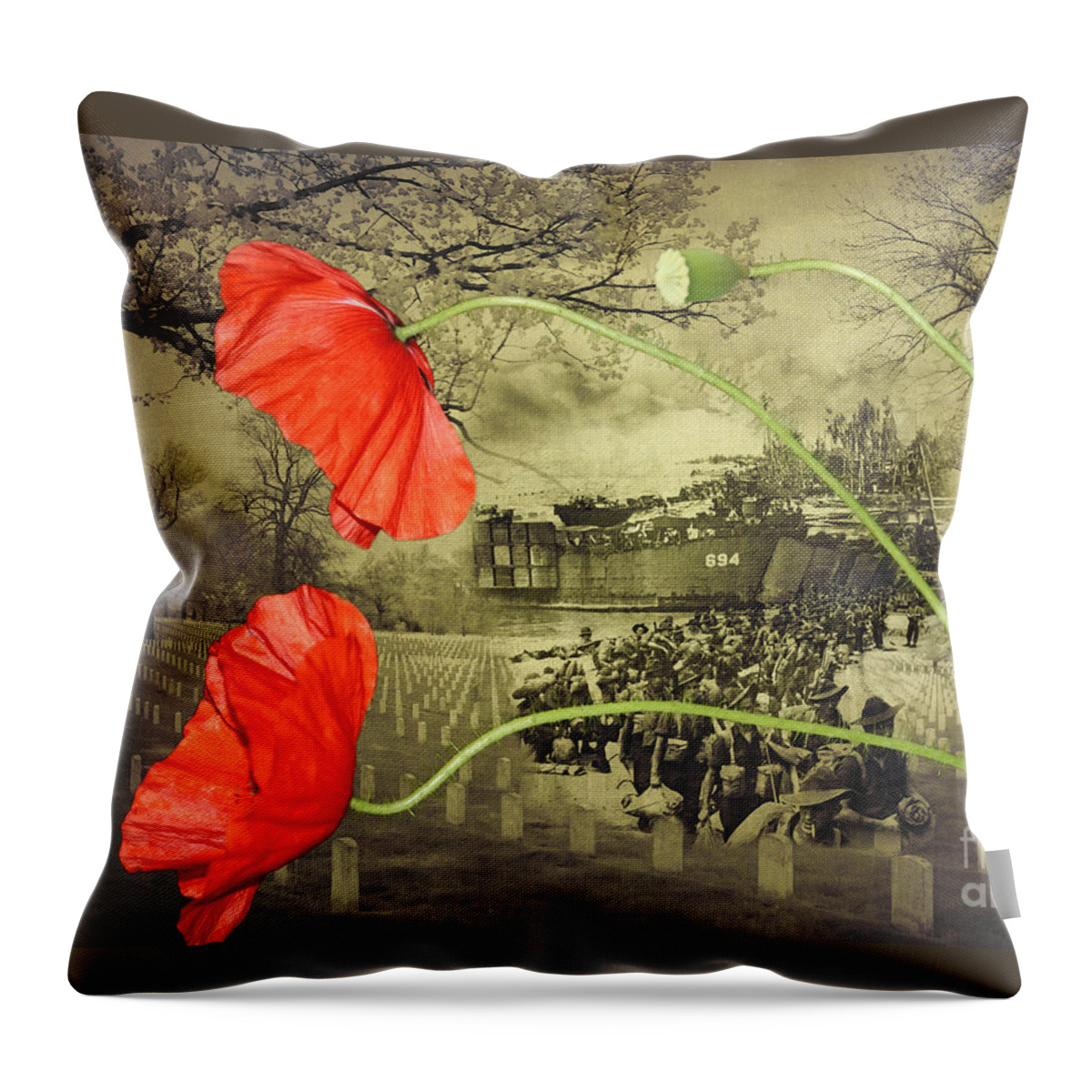 Remembrance Day Throw Pillow featuring the digital art Remembrance by Linda Lees