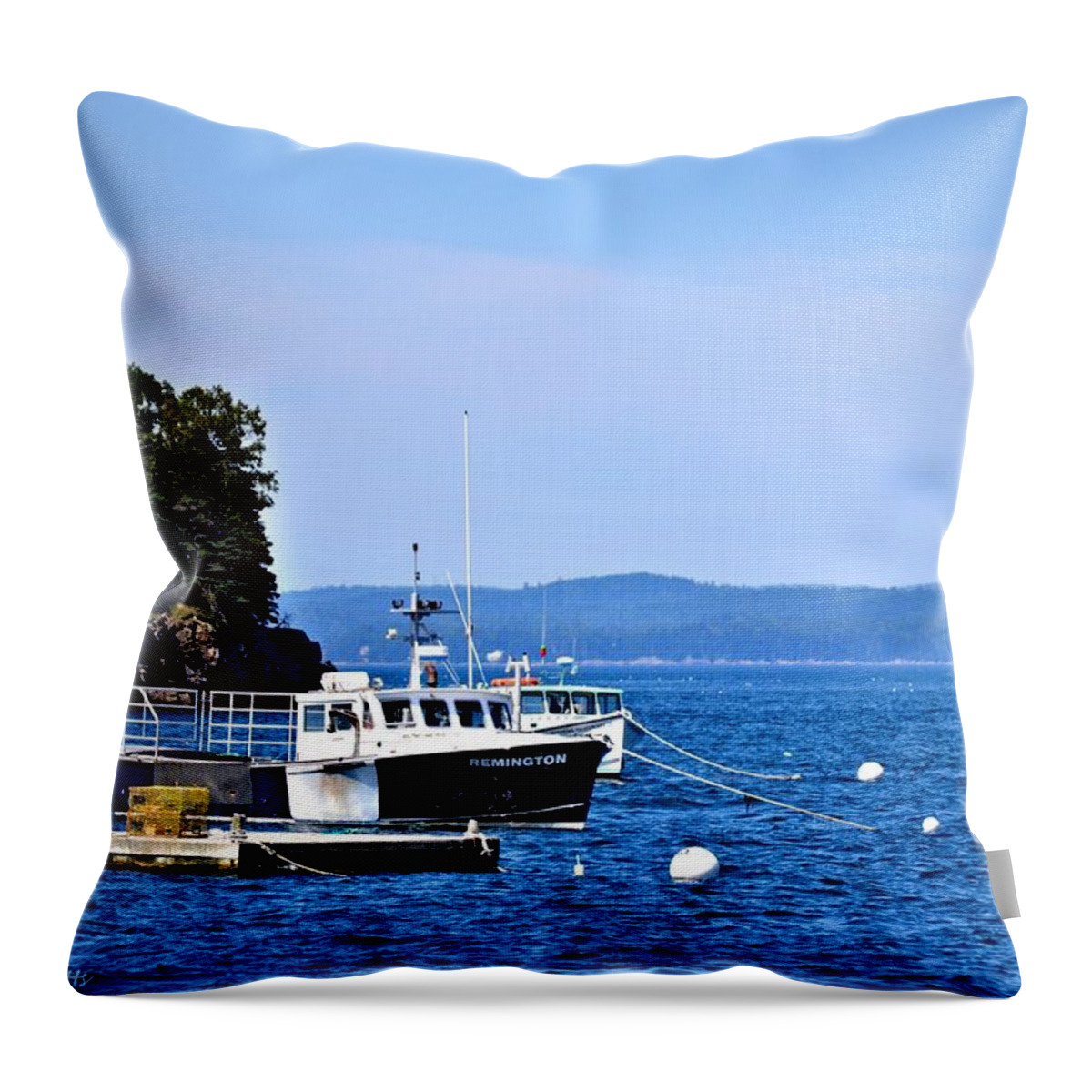 Remington Throw Pillow featuring the photograph Remington Lobster Boat by Tara Potts