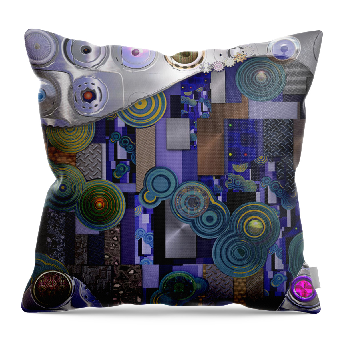 Blue Throw Pillow featuring the digital art Remodern Dream Abstractor by Ann Stretton