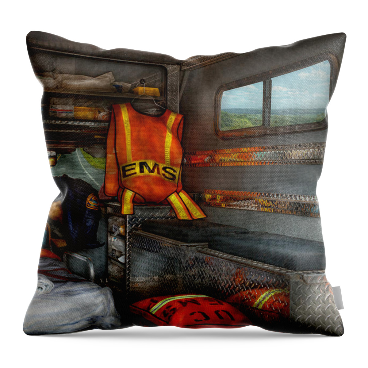 Rescue Throw Pillow featuring the photograph Rescue - Emergency Squad by Mike Savad