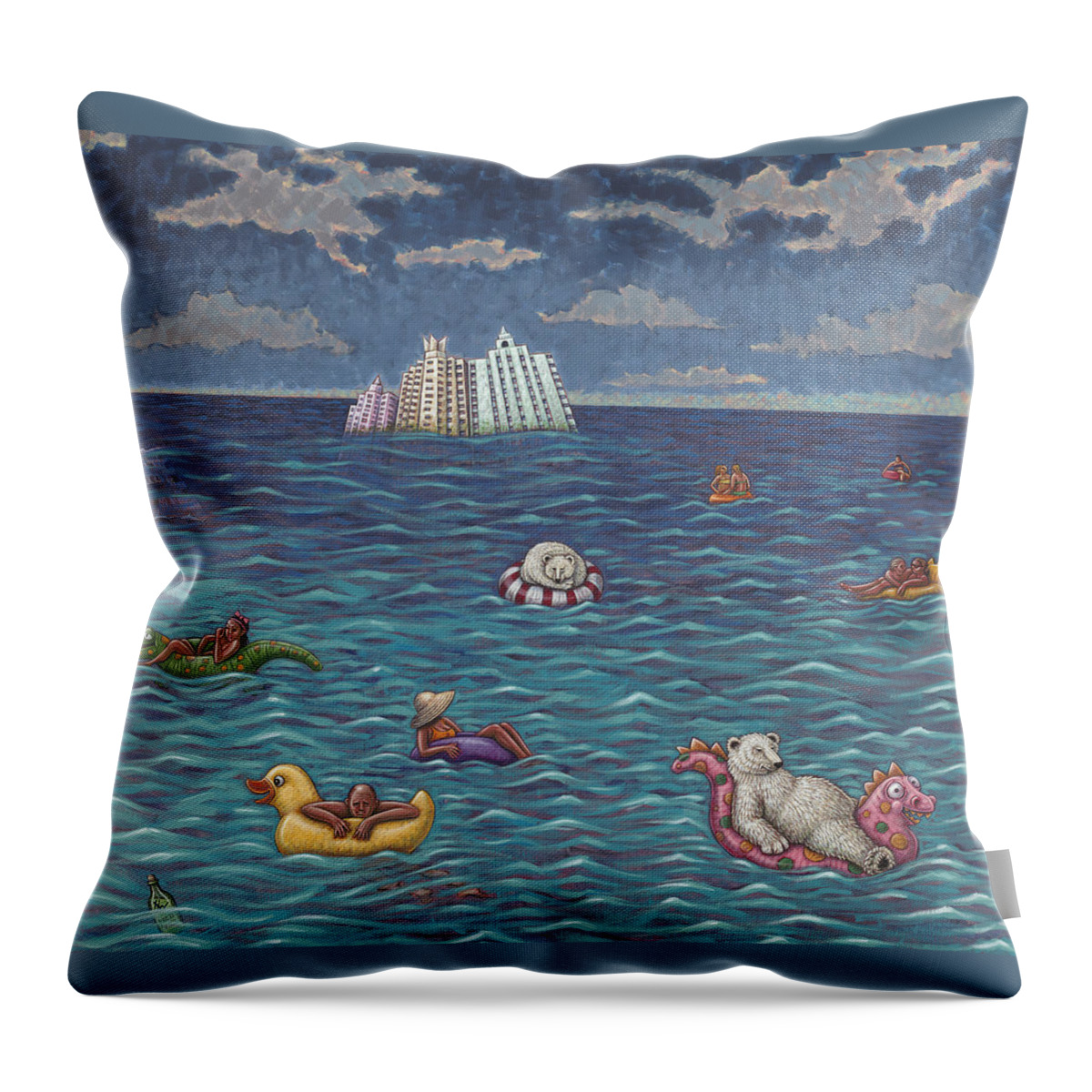Seascape Throw Pillow featuring the painting Resort by Holly Wood