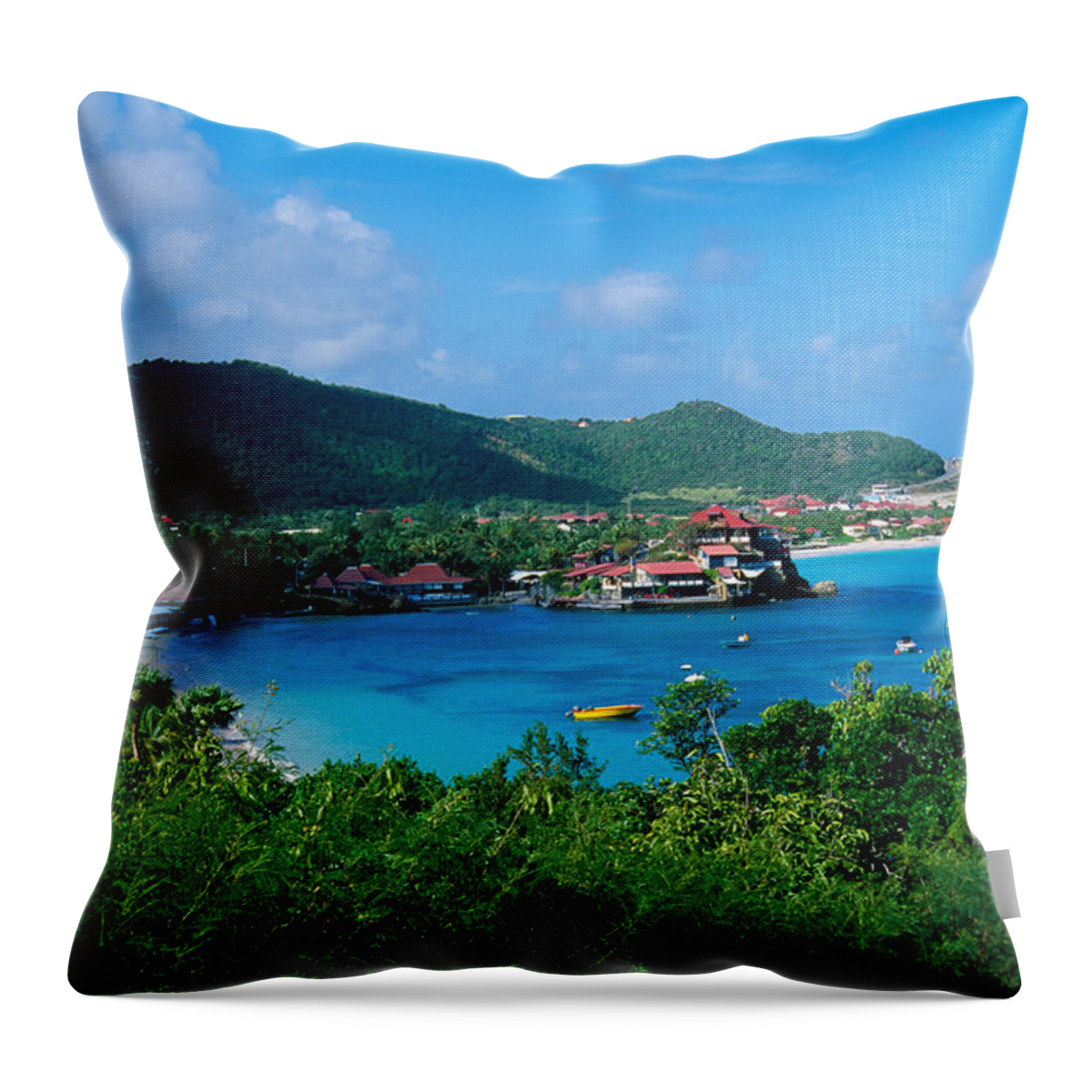 Photography Throw Pillow featuring the photograph Resort Setting, Saint Barth, West by Panoramic Images