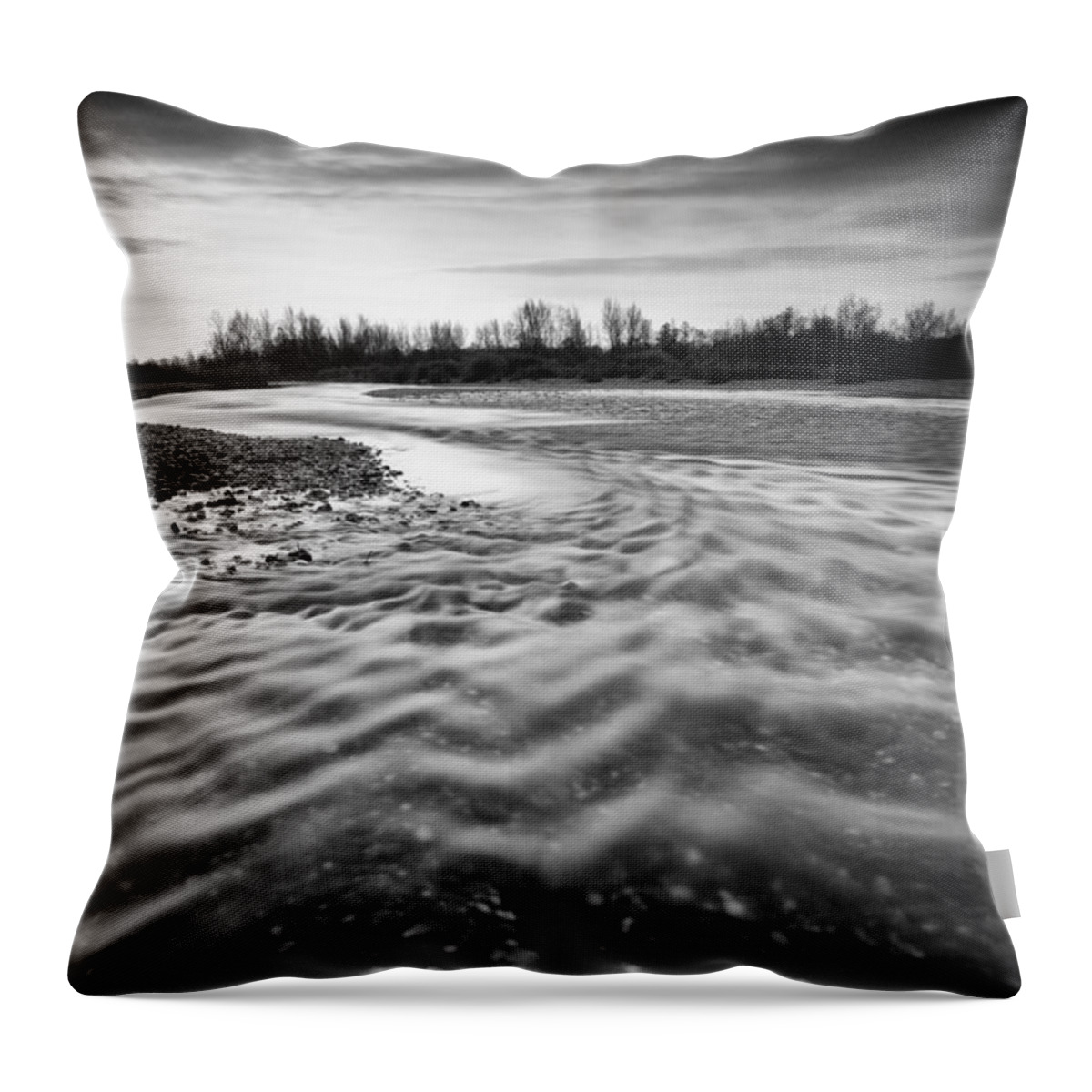 Landscapes Throw Pillow featuring the photograph Restless river III by Davorin Mance