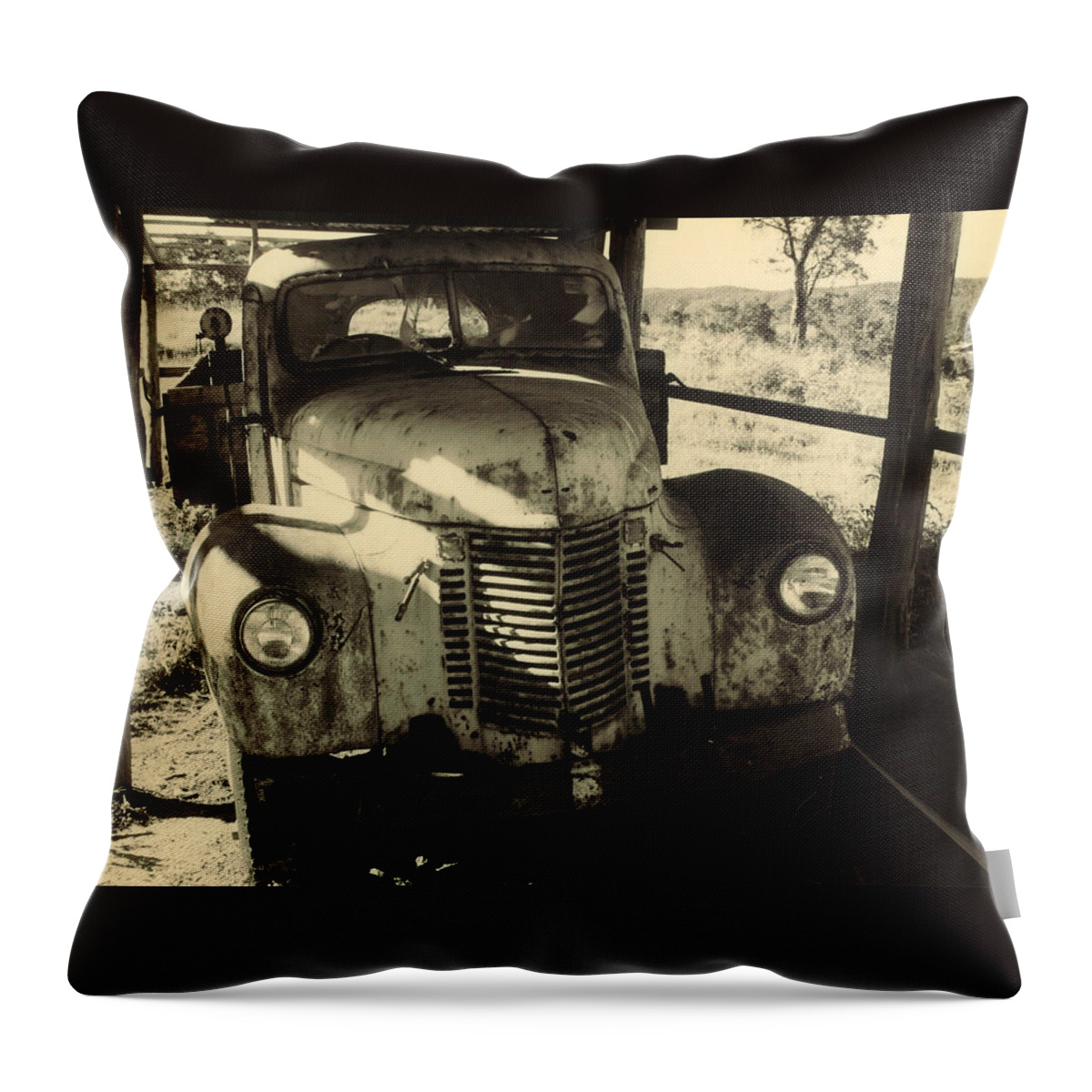 Old Truck Throw Pillow featuring the photograph Retired by Totally Talliesen