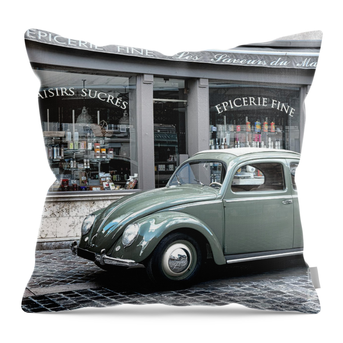 1950 Throw Pillow featuring the photograph Retro Beetle by Olivier Le Queinec