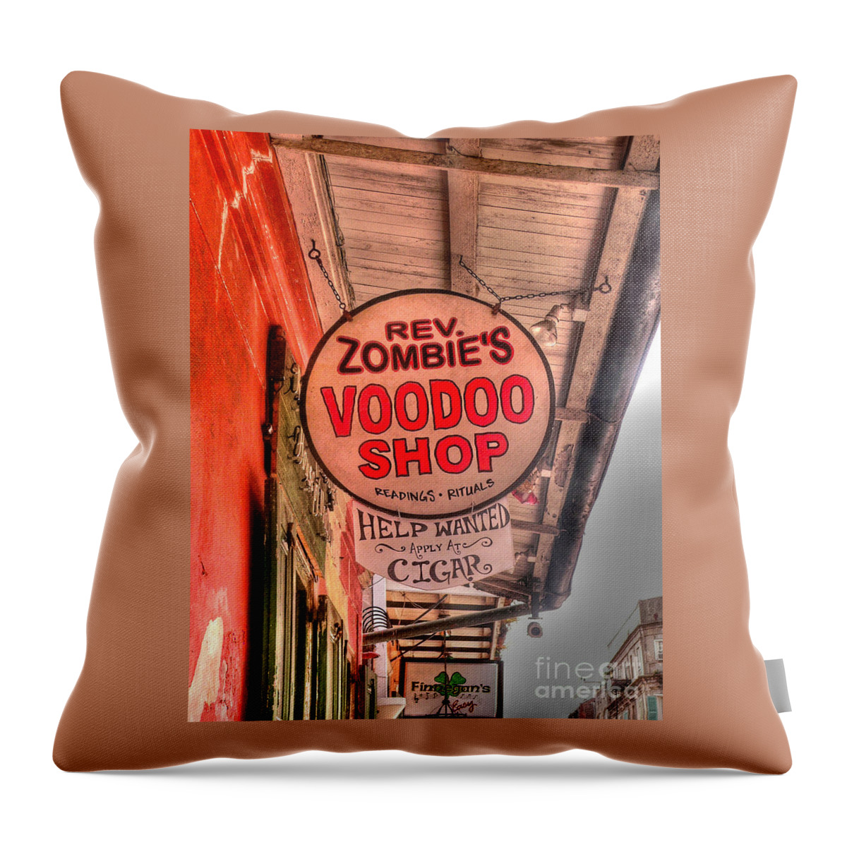 Voodoo Shop Throw Pillow featuring the photograph Rev. Zombie's by David Bearden