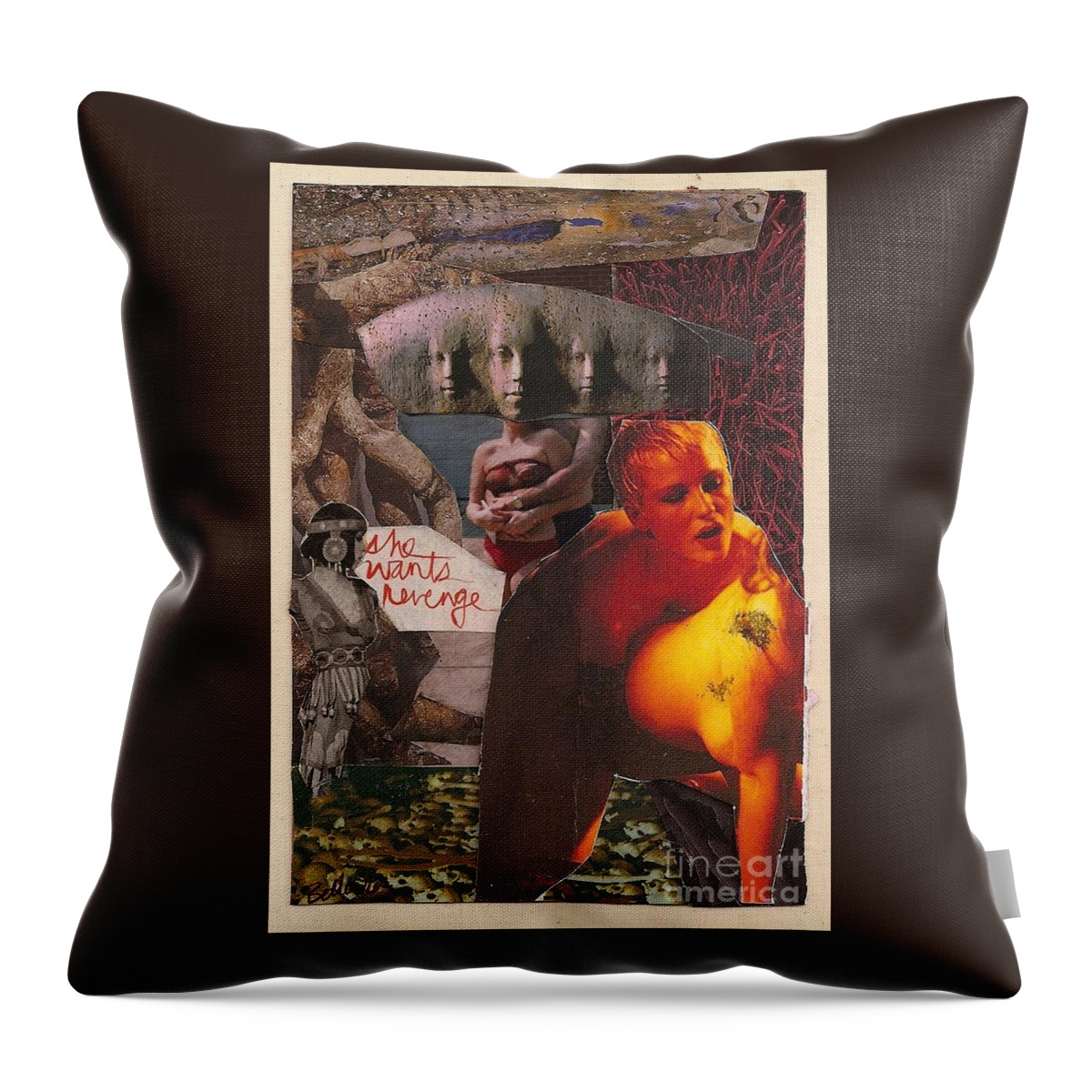 Mixed Media Throw Pillow featuring the mixed media Revenge by M Bellavia