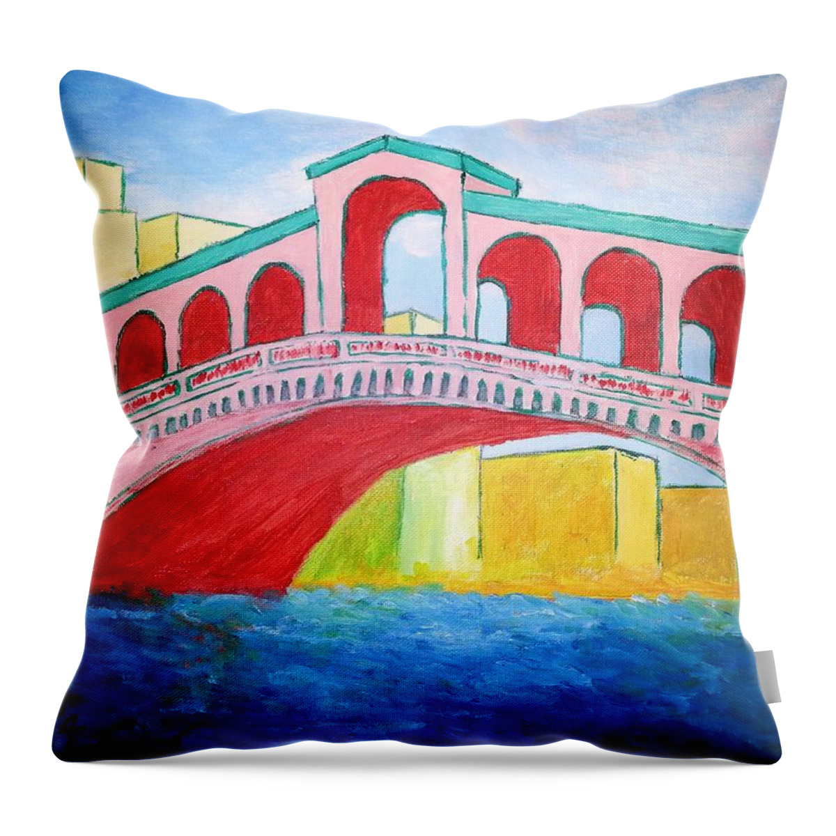 Travel Throw Pillow featuring the painting Rialto Bridge Abstract by Irving Starr