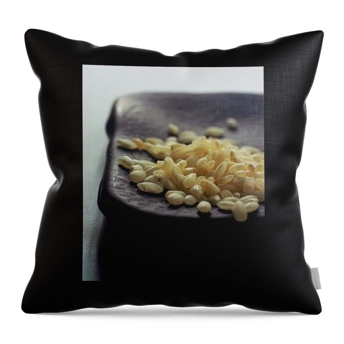 Rice On A Black Plate Throw Pillow