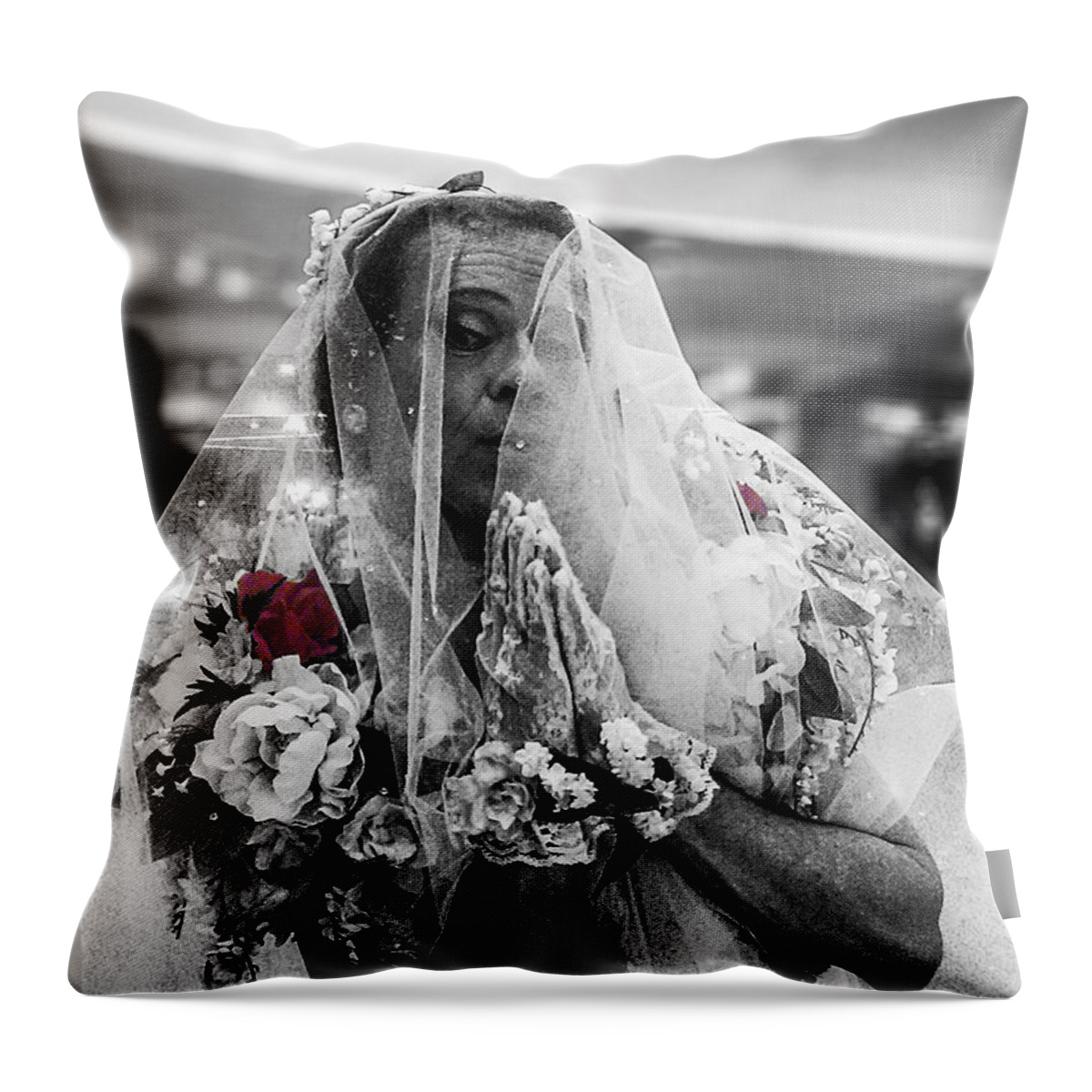 Rebecca Dru Photography Throw Pillow featuring the photograph Richard Simmons is a blushing bride by Rebecca Dru