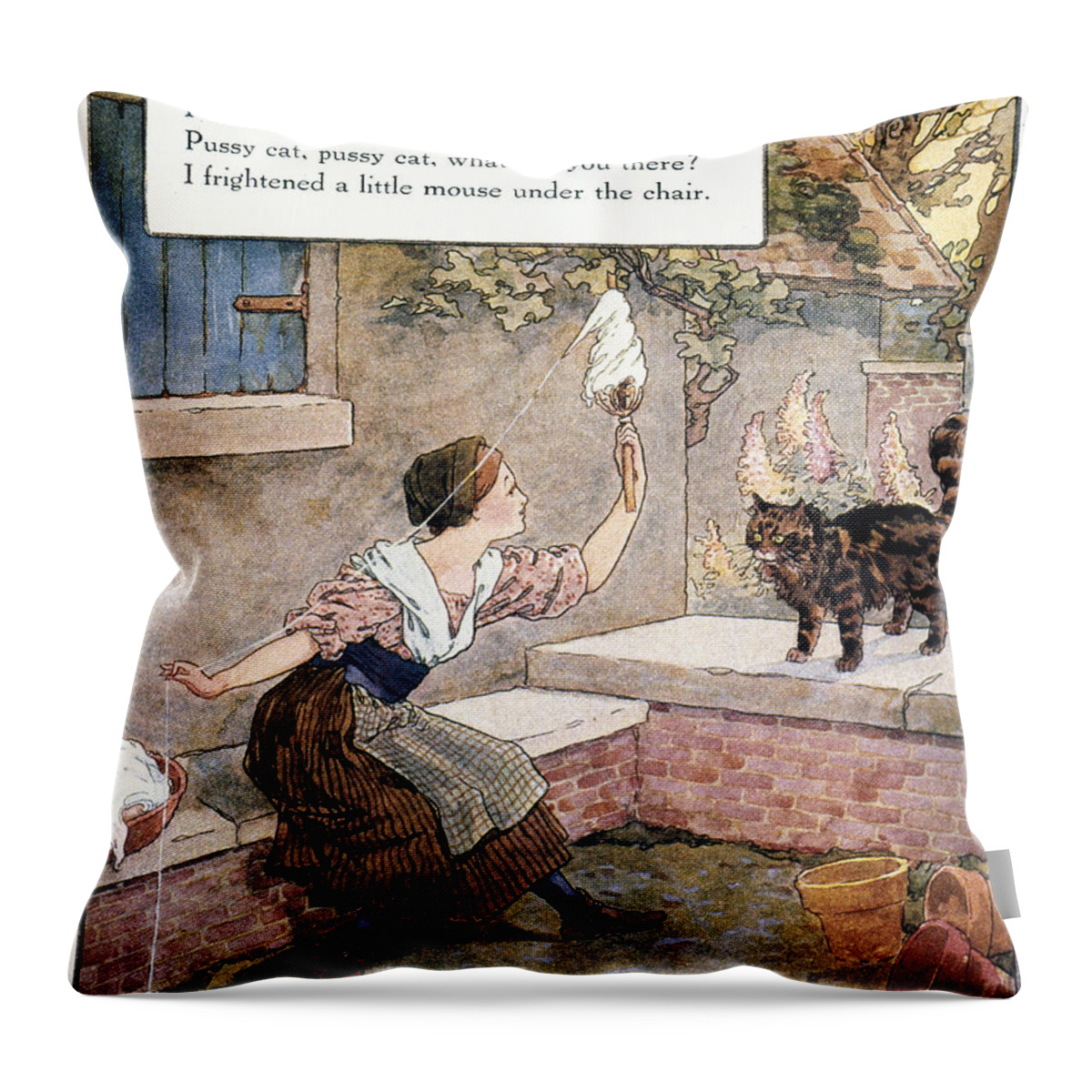 1915 Throw Pillow featuring the photograph Richardson: Pussy Cat by Granger