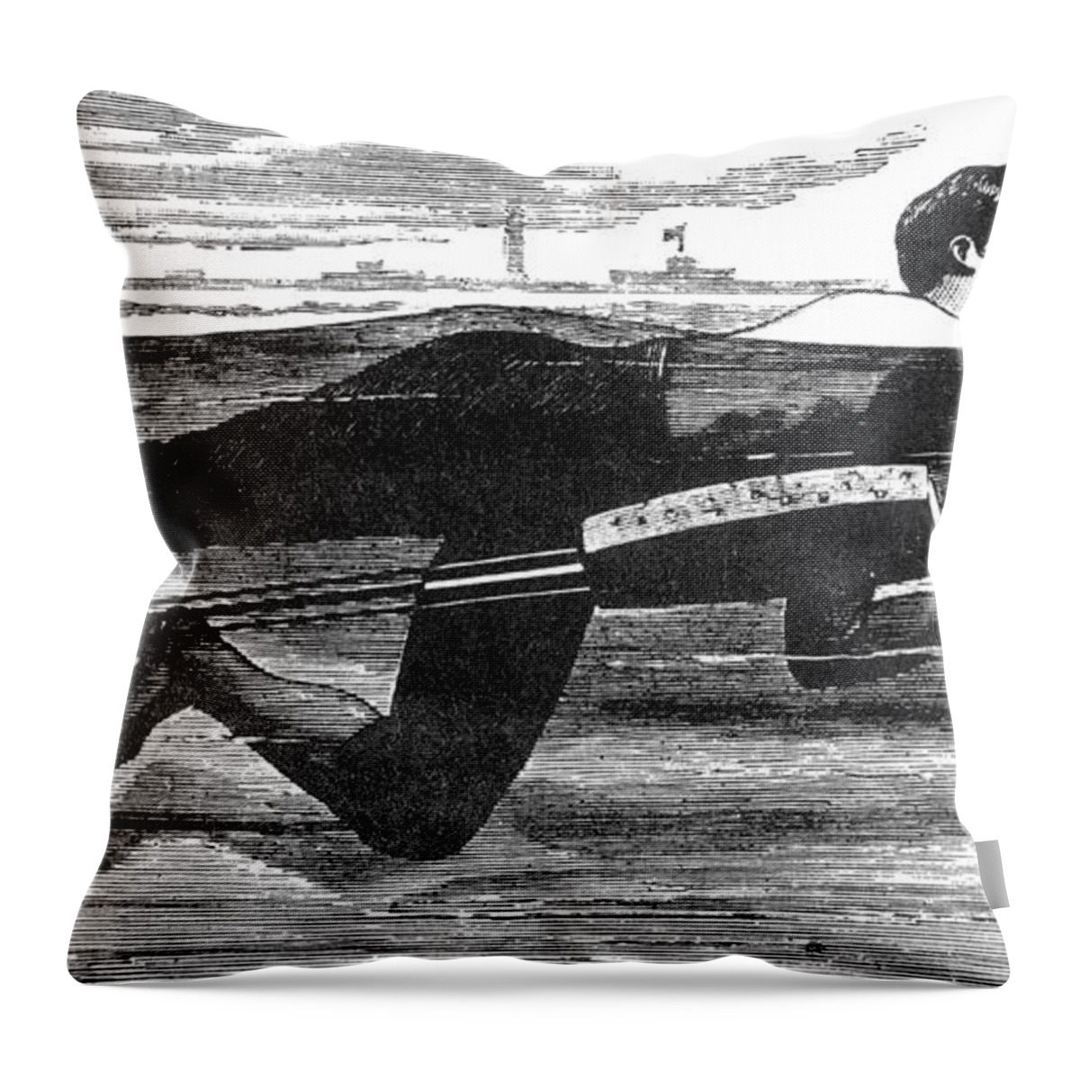 Science Throw Pillow featuring the photograph Richardsons Swimming Device 1880 by Science Source