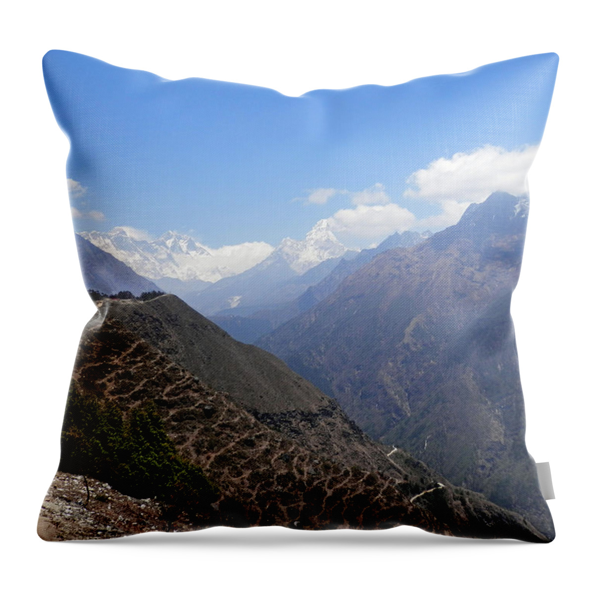 Mountains Throw Pillow featuring the photograph Dizzying Heights by Pema Hou