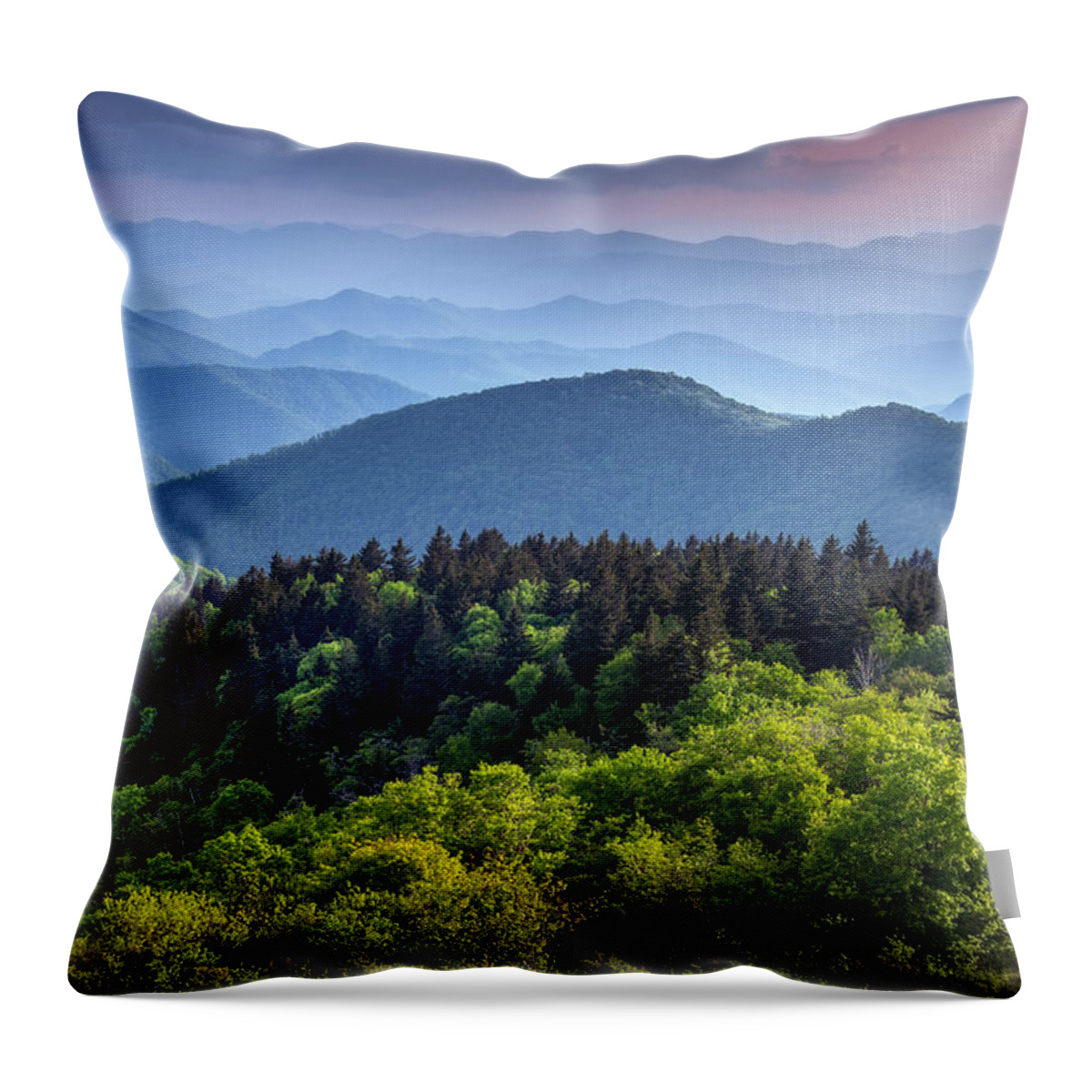 Asheville Throw Pillow featuring the photograph Ridges at Sunset by Joye Ardyn Durham