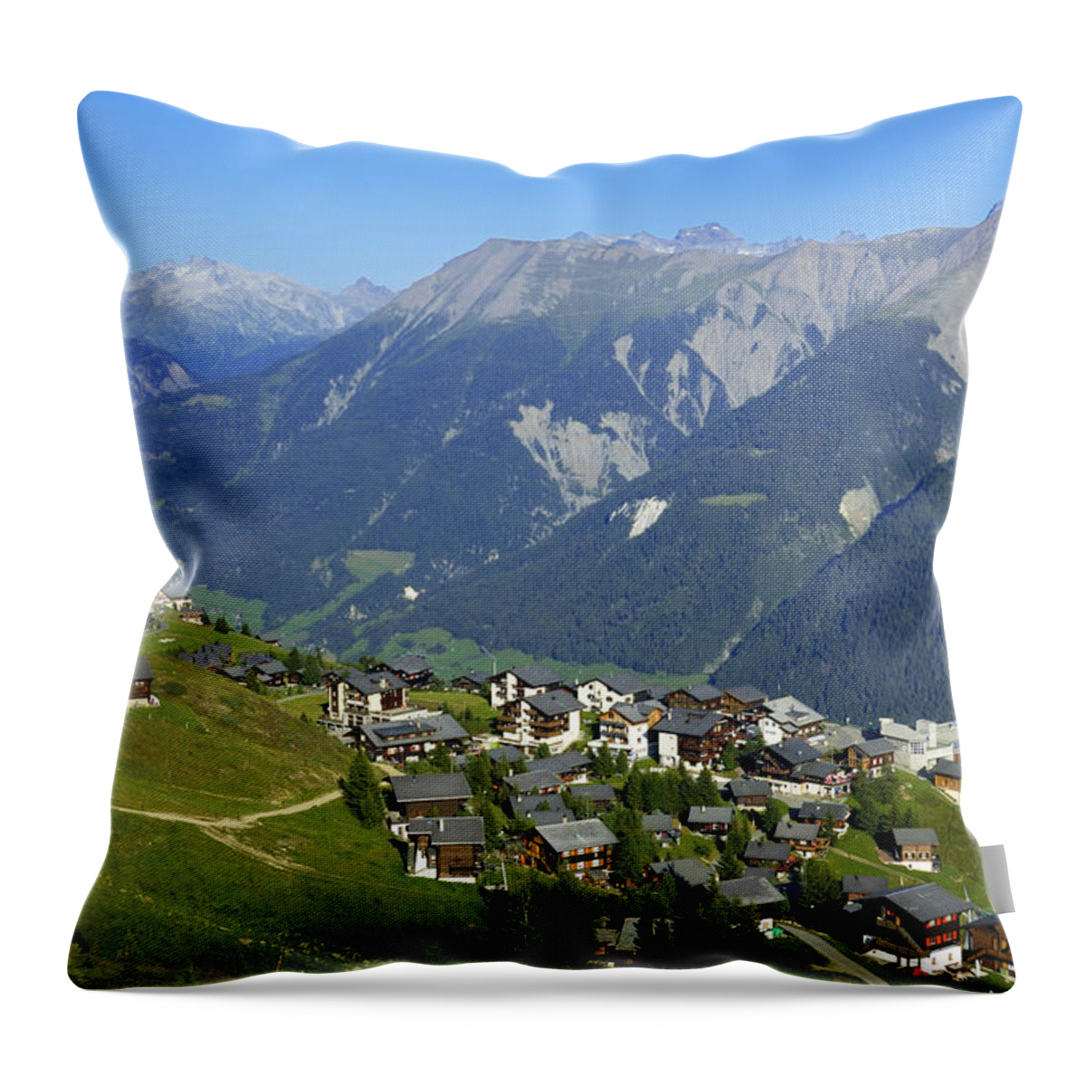 Swiss Alps Throw Pillow featuring the photograph Riederalp Valais Swiss Alps Switzerland by Matthias Hauser