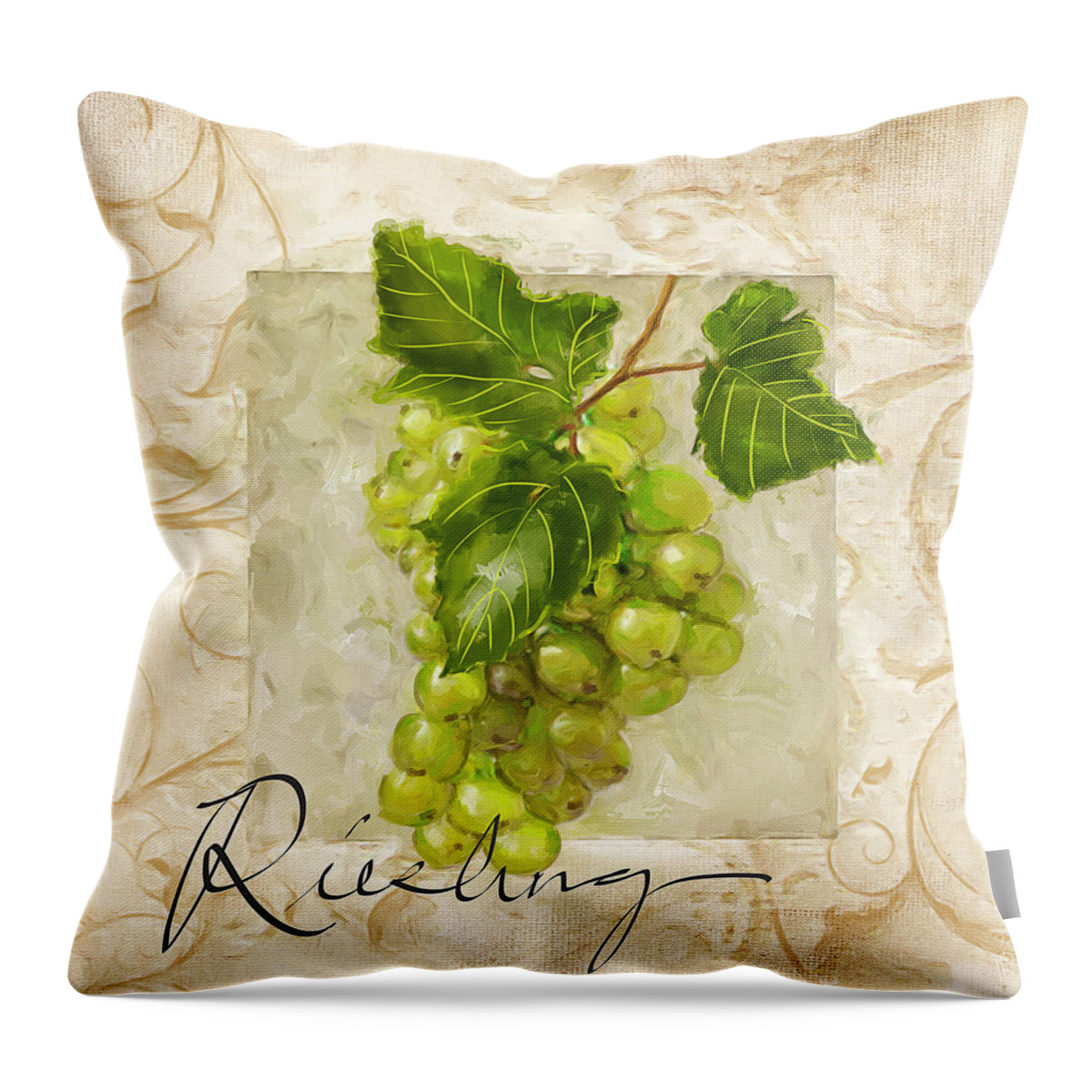 Wine Throw Pillow featuring the painting Riesling by Lourry Legarde