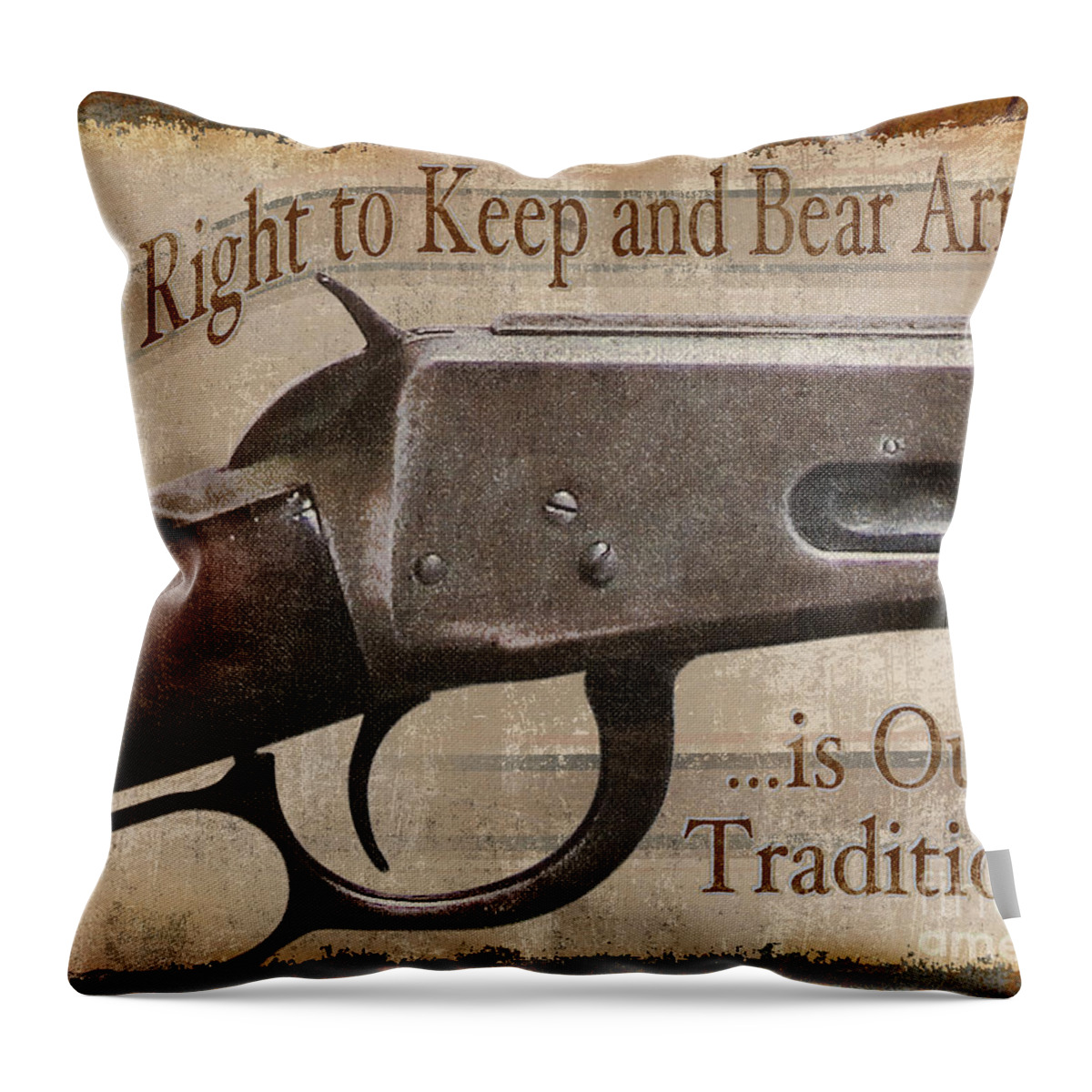 We The People Throw Pillow featuring the painting Right to bear arms by JQ Licensing