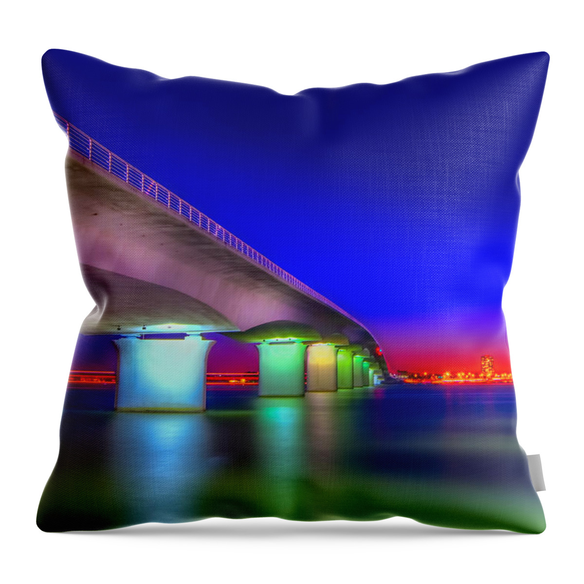Ringling Bridge Throw Pillow featuring the photograph Ringling Bridge by Marvin Spates