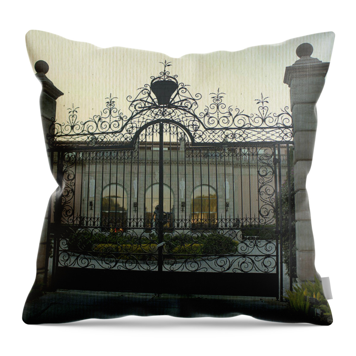 Gate Throw Pillow featuring the photograph Ringling Gate by Laurie Perry