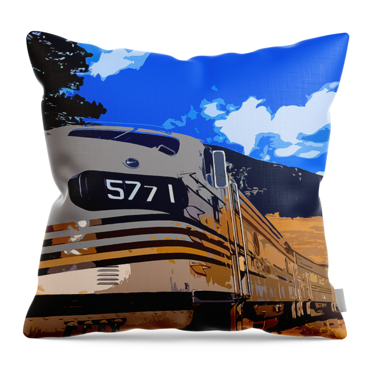 Train Throw Pillow featuring the mixed media Rio 5771 by Shannon Harrington