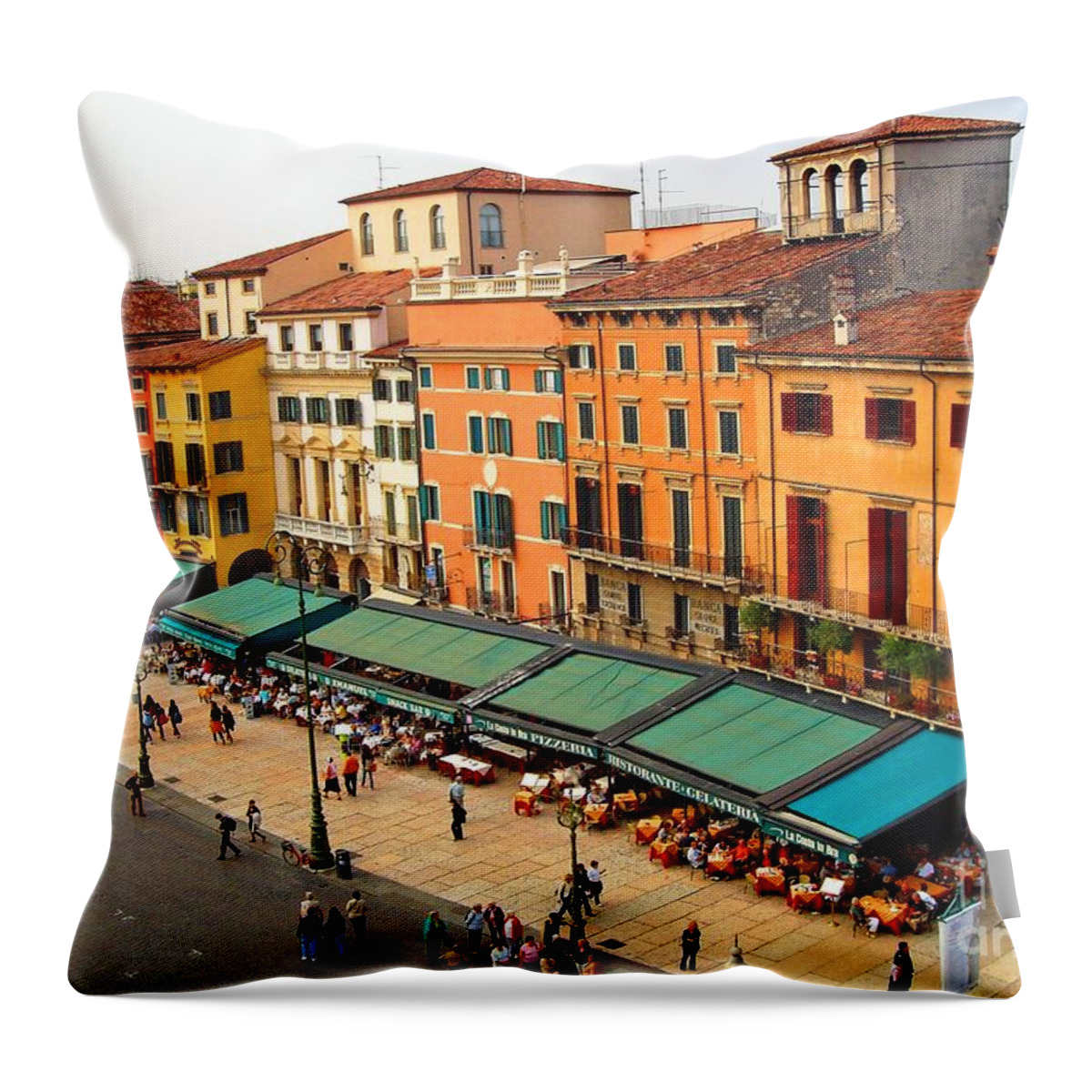 Ristorante Throw Pillow featuring the photograph Ristorante Olivo Sas Piazza Bra by Phillip Allen