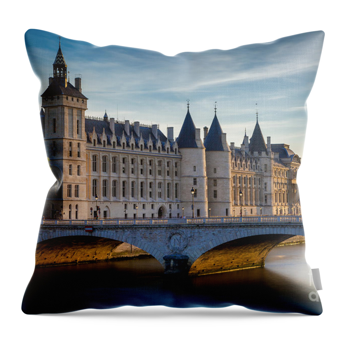 Paris Throw Pillow featuring the photograph River Seine with Conciergerie by Brian Jannsen