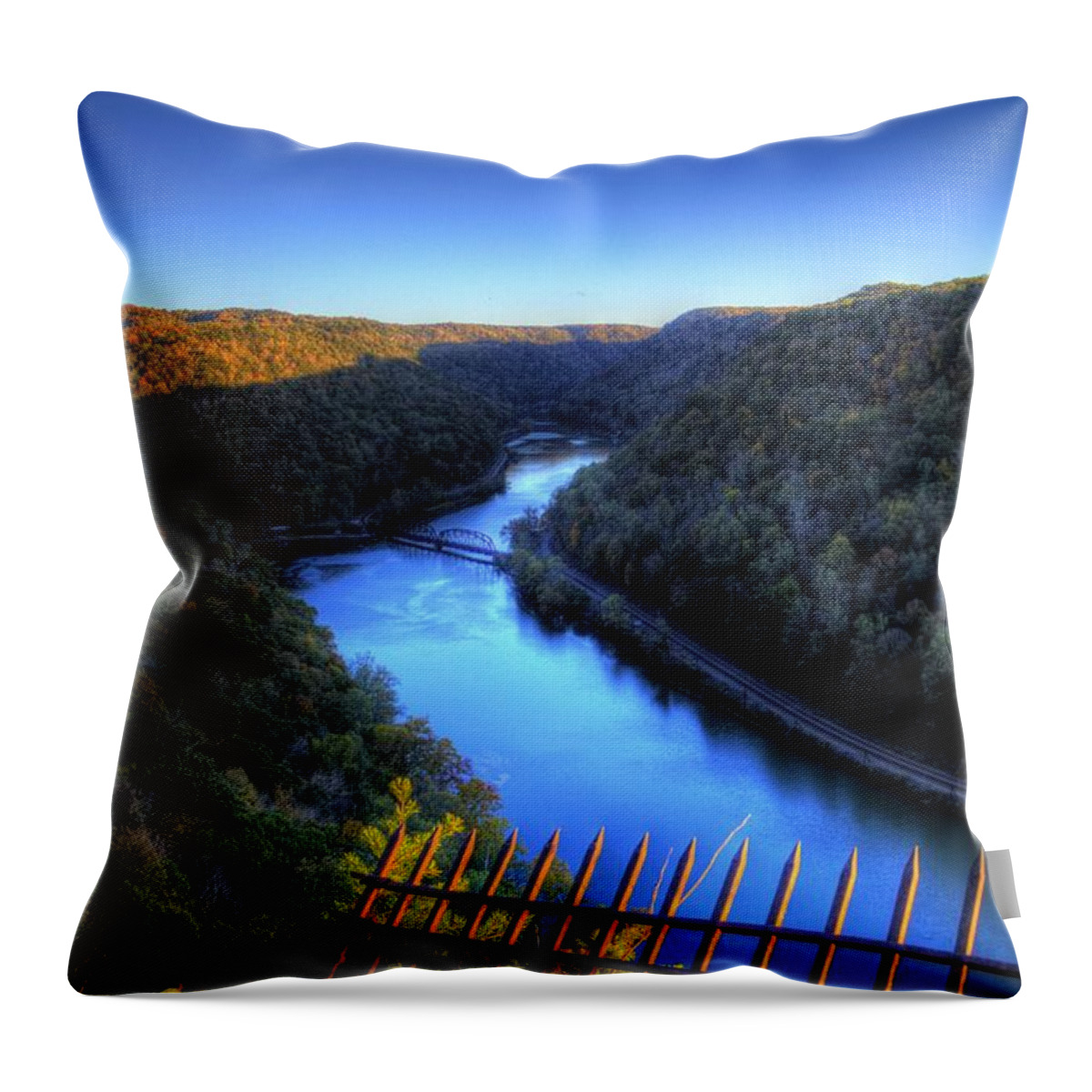 River Throw Pillow featuring the photograph River through a Valley by Jonny D