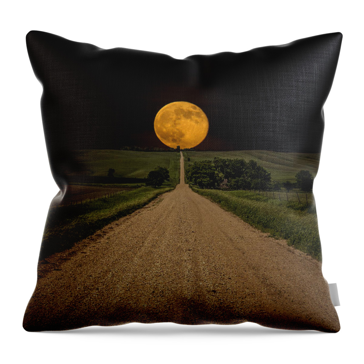 #faatoppicks Throw Pillow featuring the photograph Road to Nowhere - Supermoon by Aaron J Groen