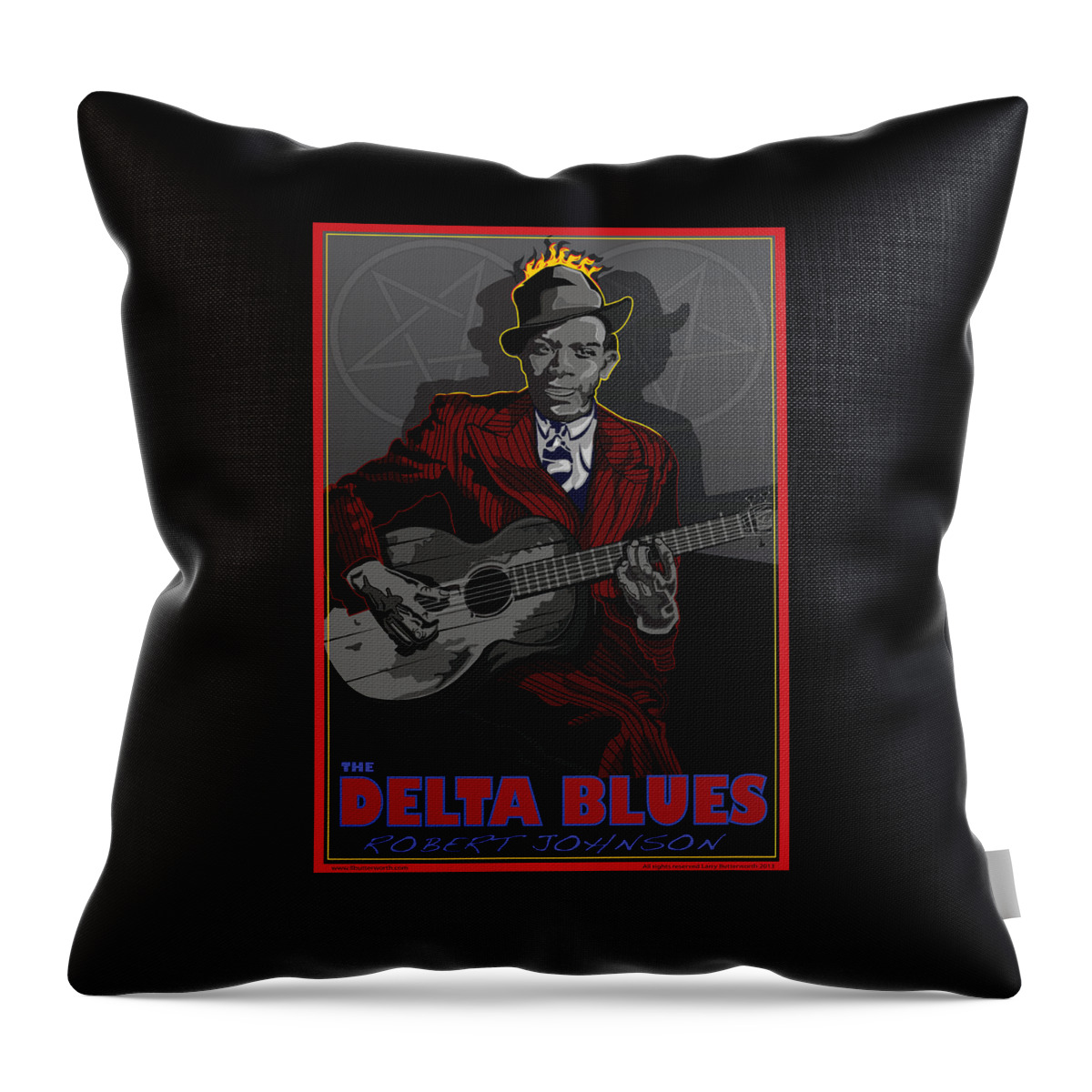 Robert Johnson Throw Pillow featuring the digital art Robert Johnson Delta Blues by Larry Butterworth