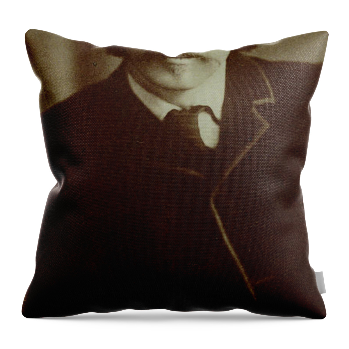 Male Throw Pillow featuring the painting Robert Louis Stevenson by English School