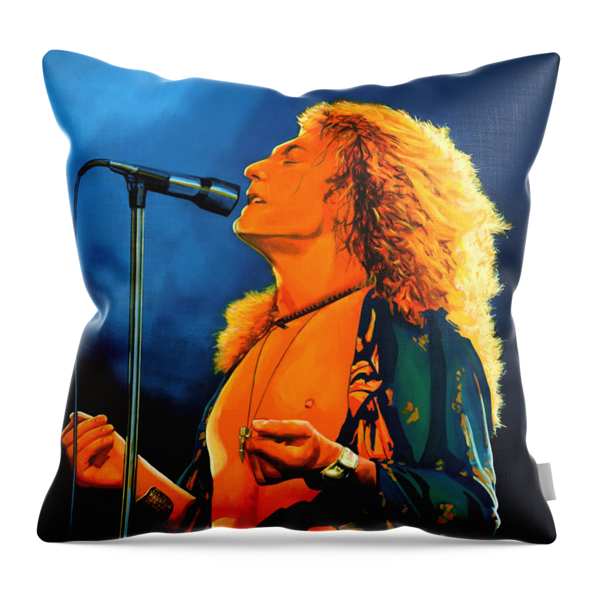 Robert Plant Throw Pillow featuring the painting Robert Plant by Paul Meijering