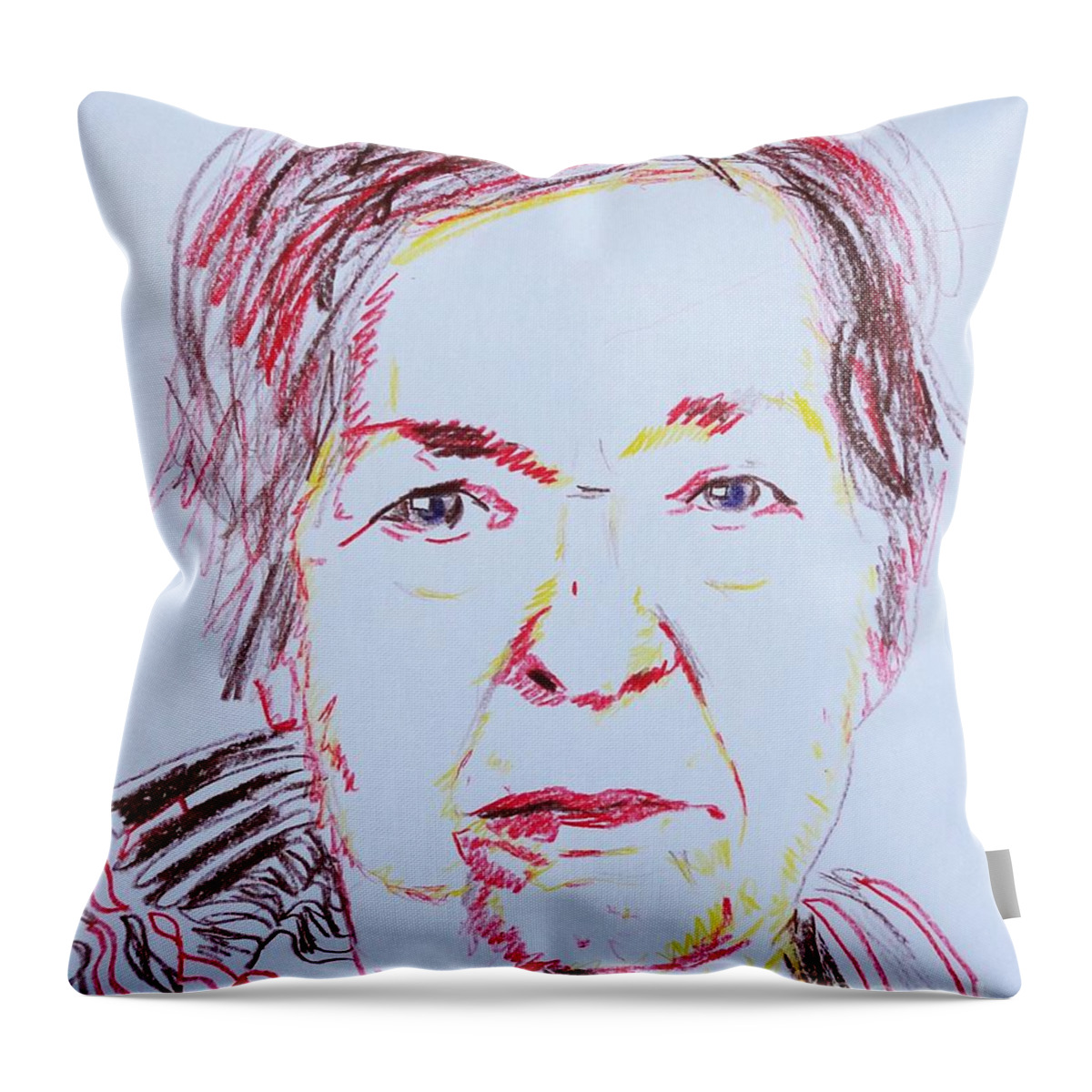Elderly Throw Pillow featuring the drawing Roberta's Portrait by PainterArtist FIN