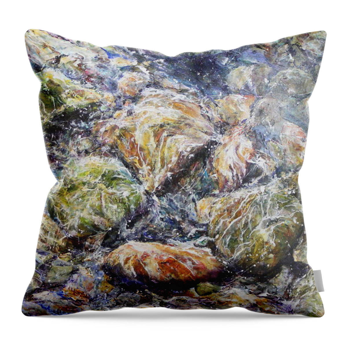 River Rocks Throw Pillow featuring the painting Rocas del Rio by Madeleine Arnett