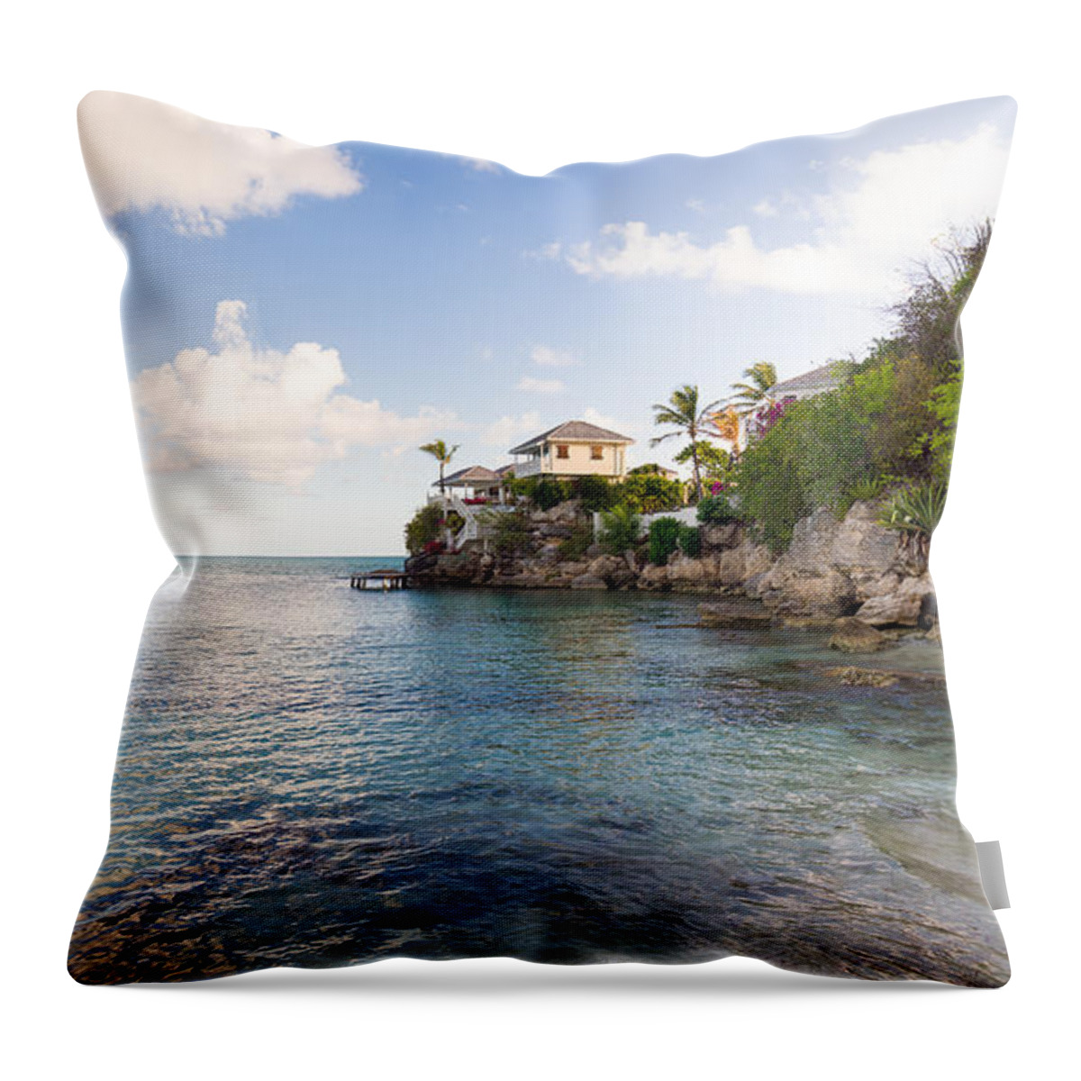 Antigua And Barbuda Throw Pillow featuring the photograph Rock Cottage by Ferry Zievinger