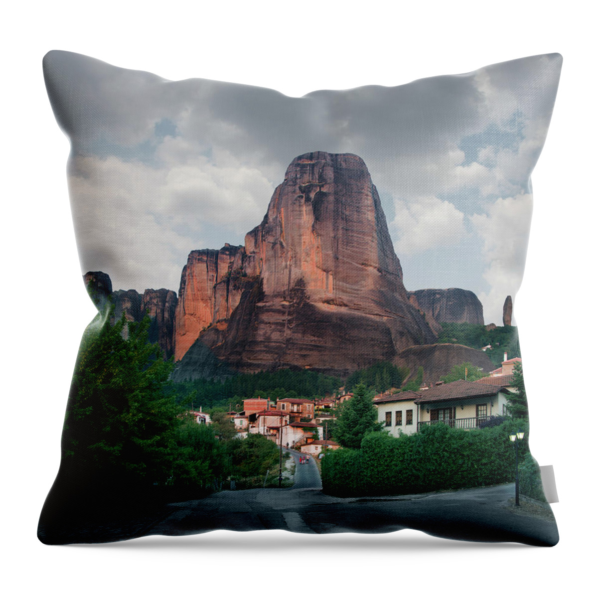 Tranquility Throw Pillow featuring the photograph Rock Formations In The Meteora, Greece by Ed Freeman