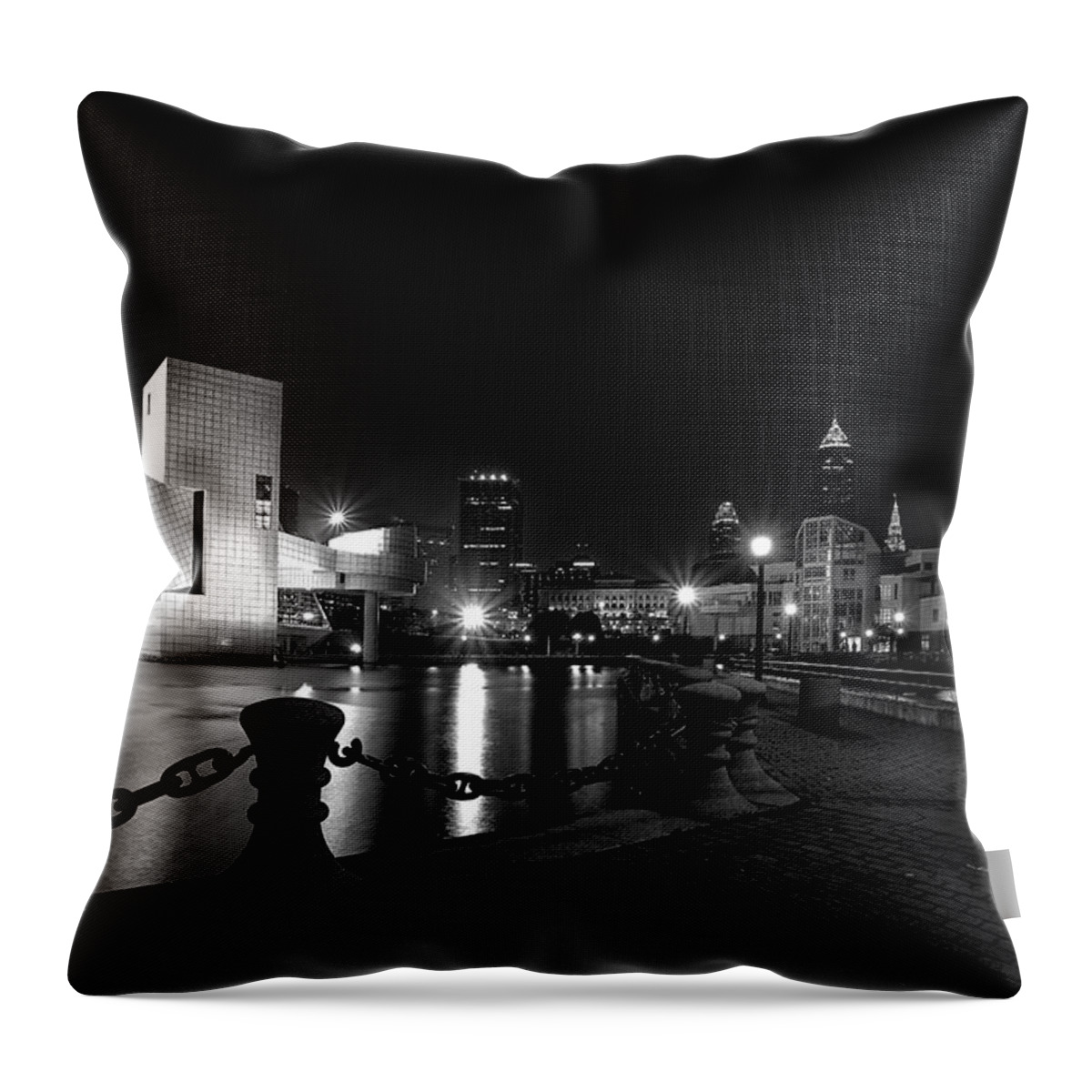 Cleveland Throw Pillow featuring the photograph Rock Hall and Great Lakes Science Center by Daniel Behm