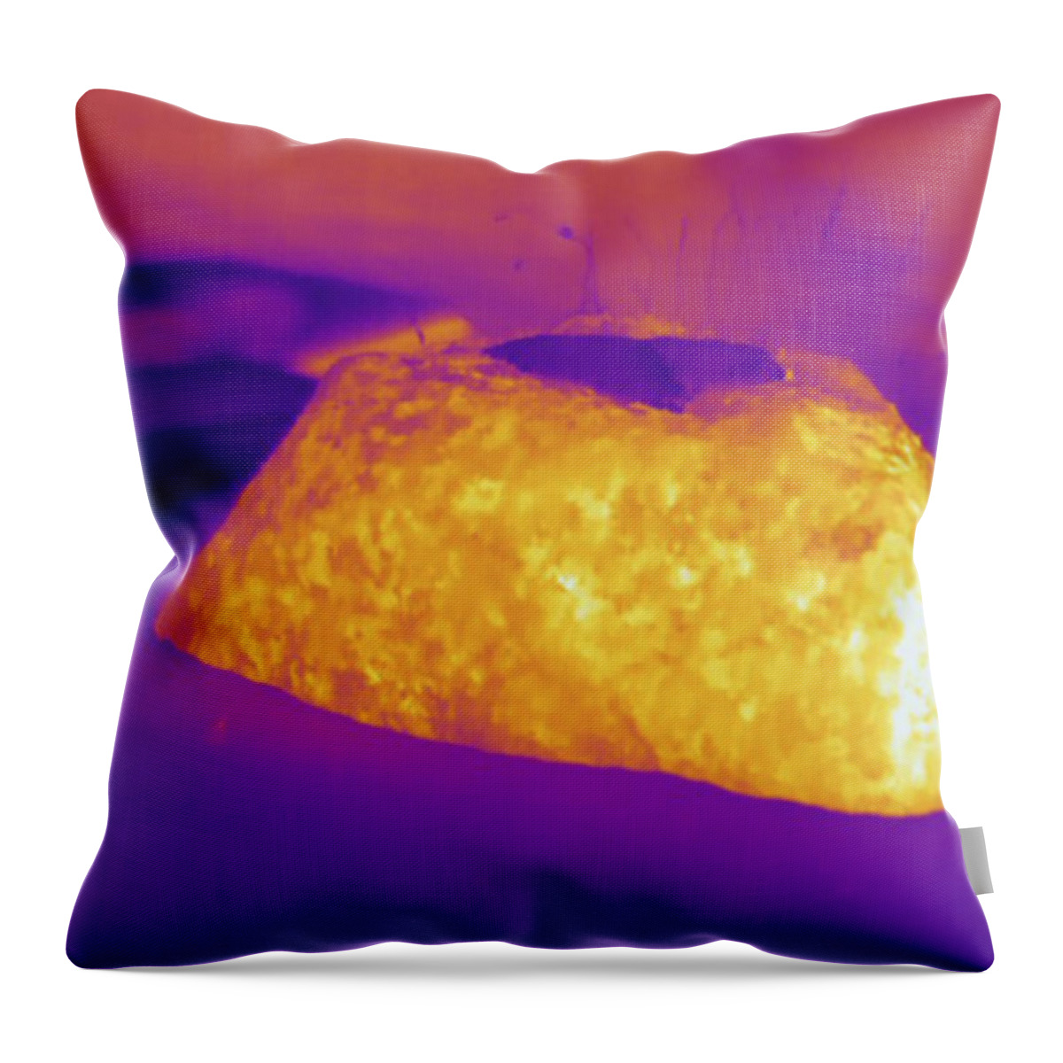 Thermography Throw Pillow featuring the photograph Rock In Snow, Thermogram by Science Stock Photography